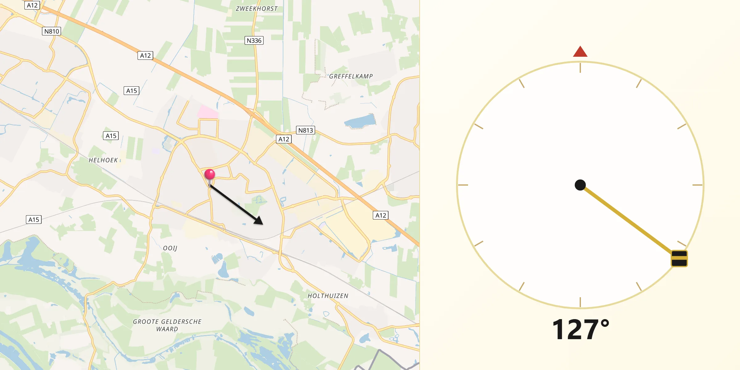 Qibla Richting vanaf Zevenaar