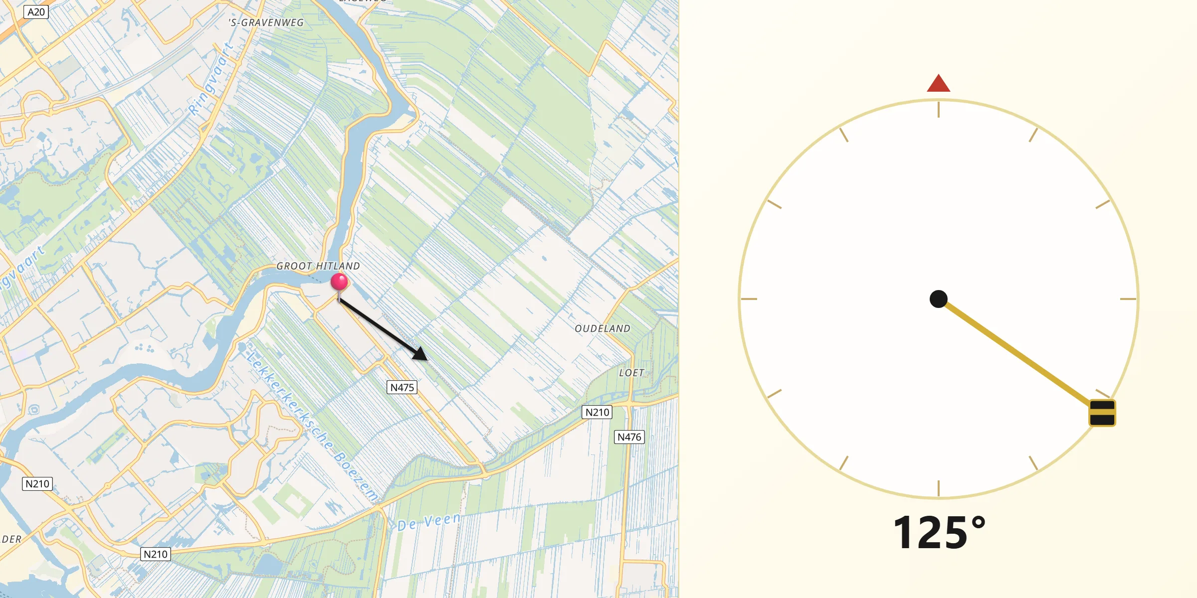 Qibla Richting vanaf Ouderkerk aan den IJssel