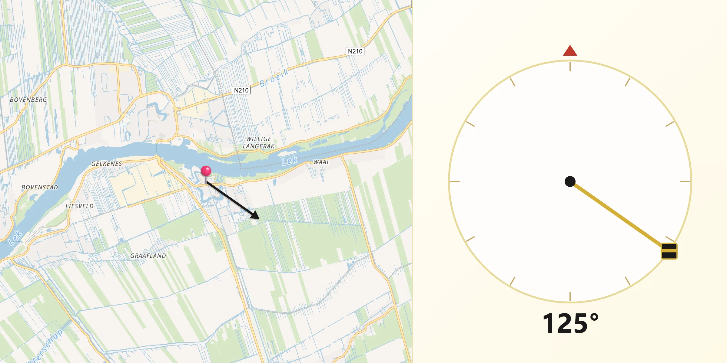 Qibla Richting vanaf Nieuwpoort