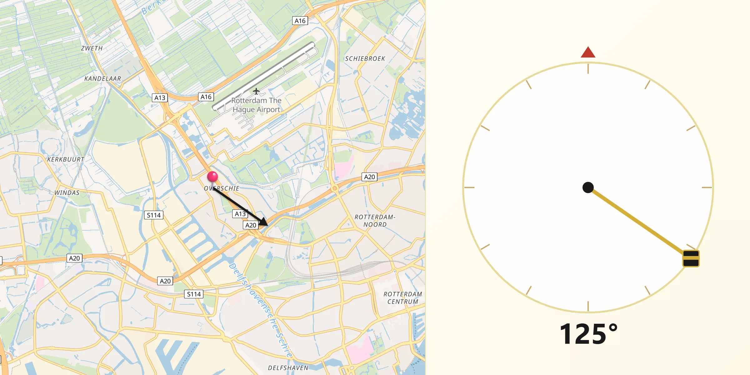 Qibla Richting vanaf Overschie