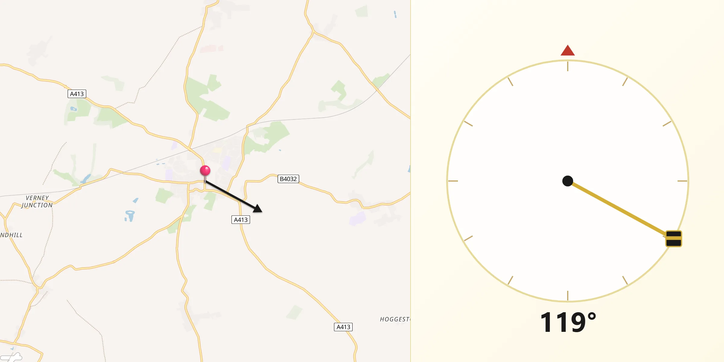 Qibla Direction from Winslow