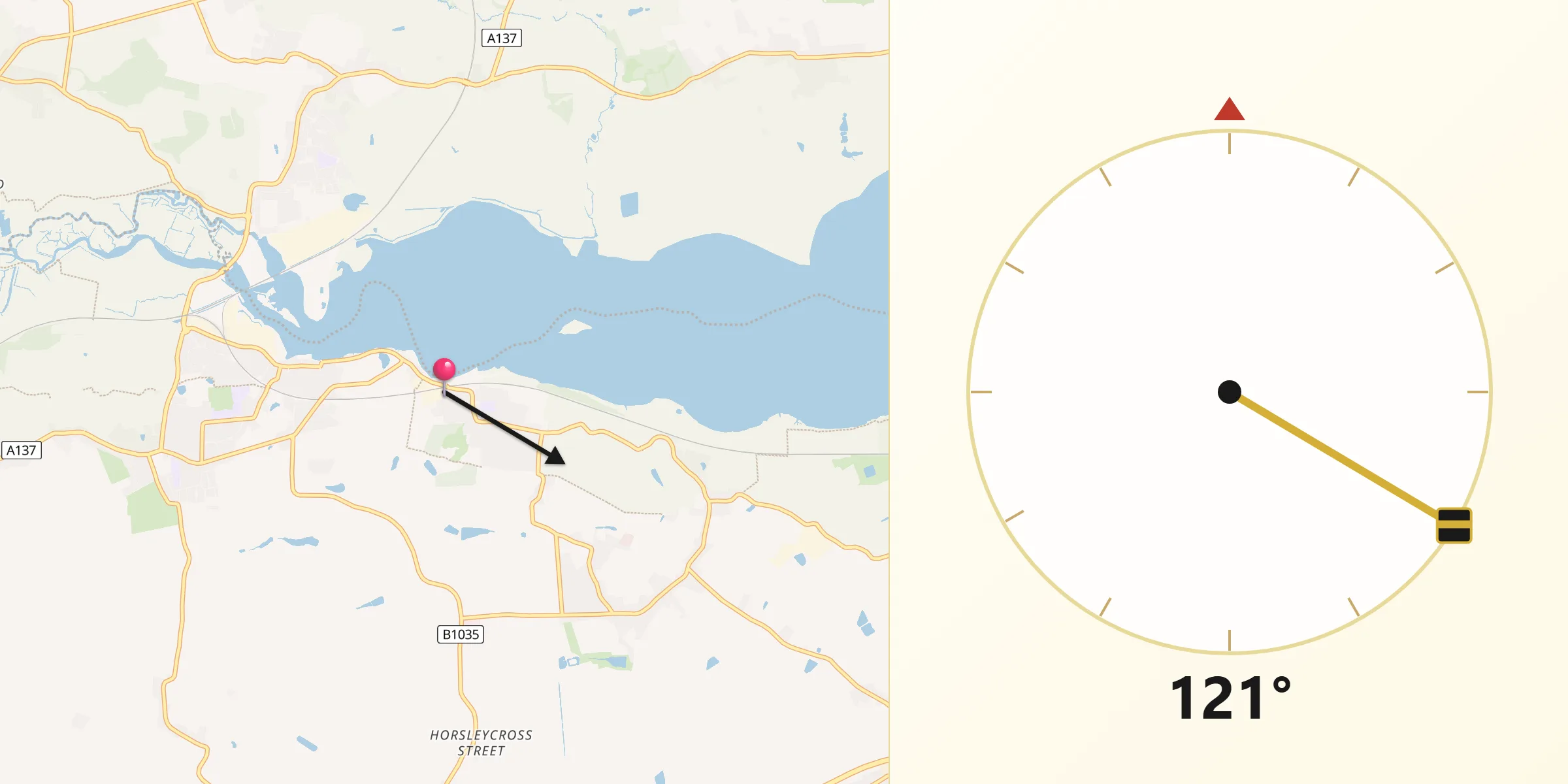 Qibla Direction from Mistley