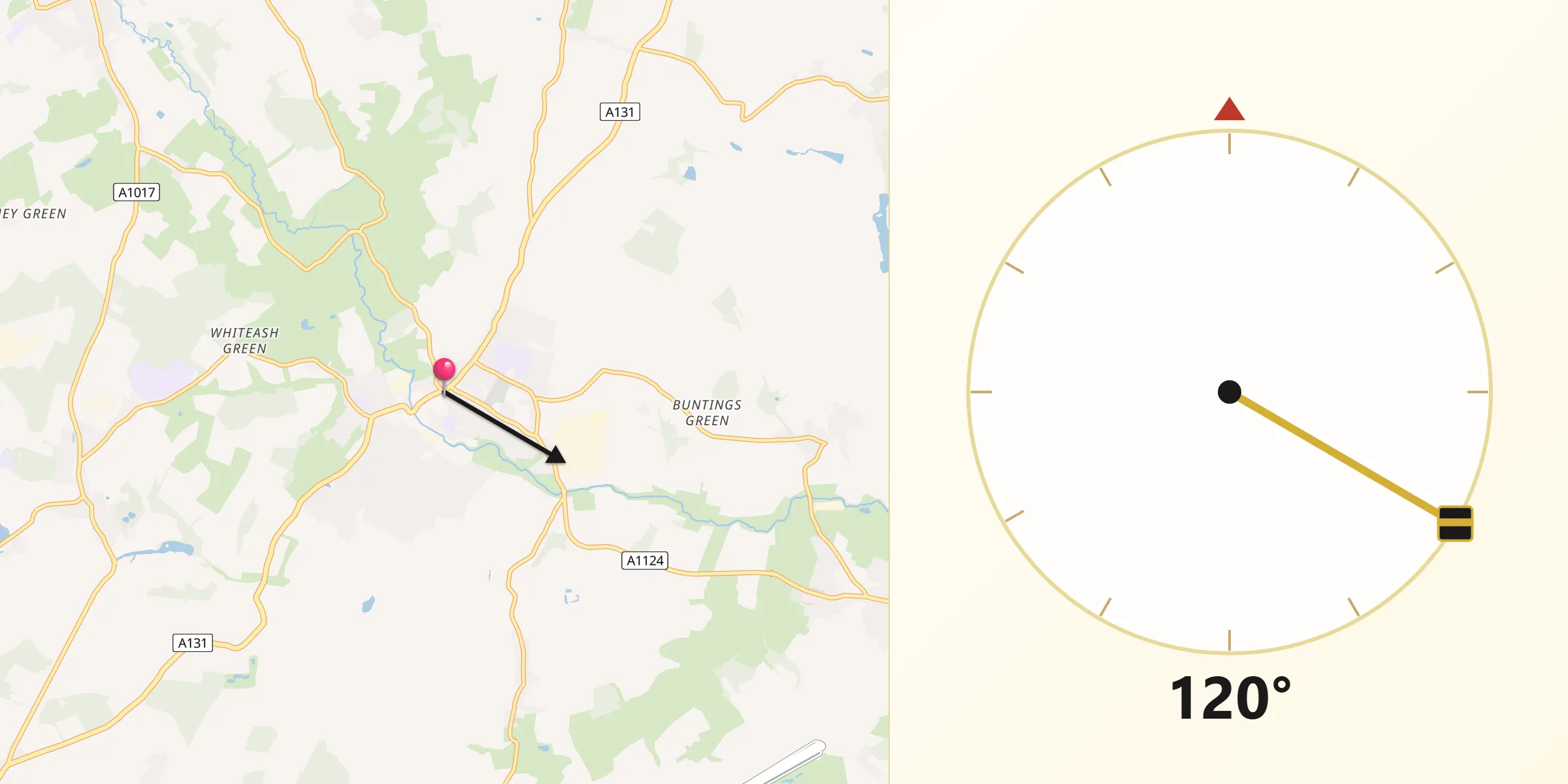 Qibla Direction from Halstead