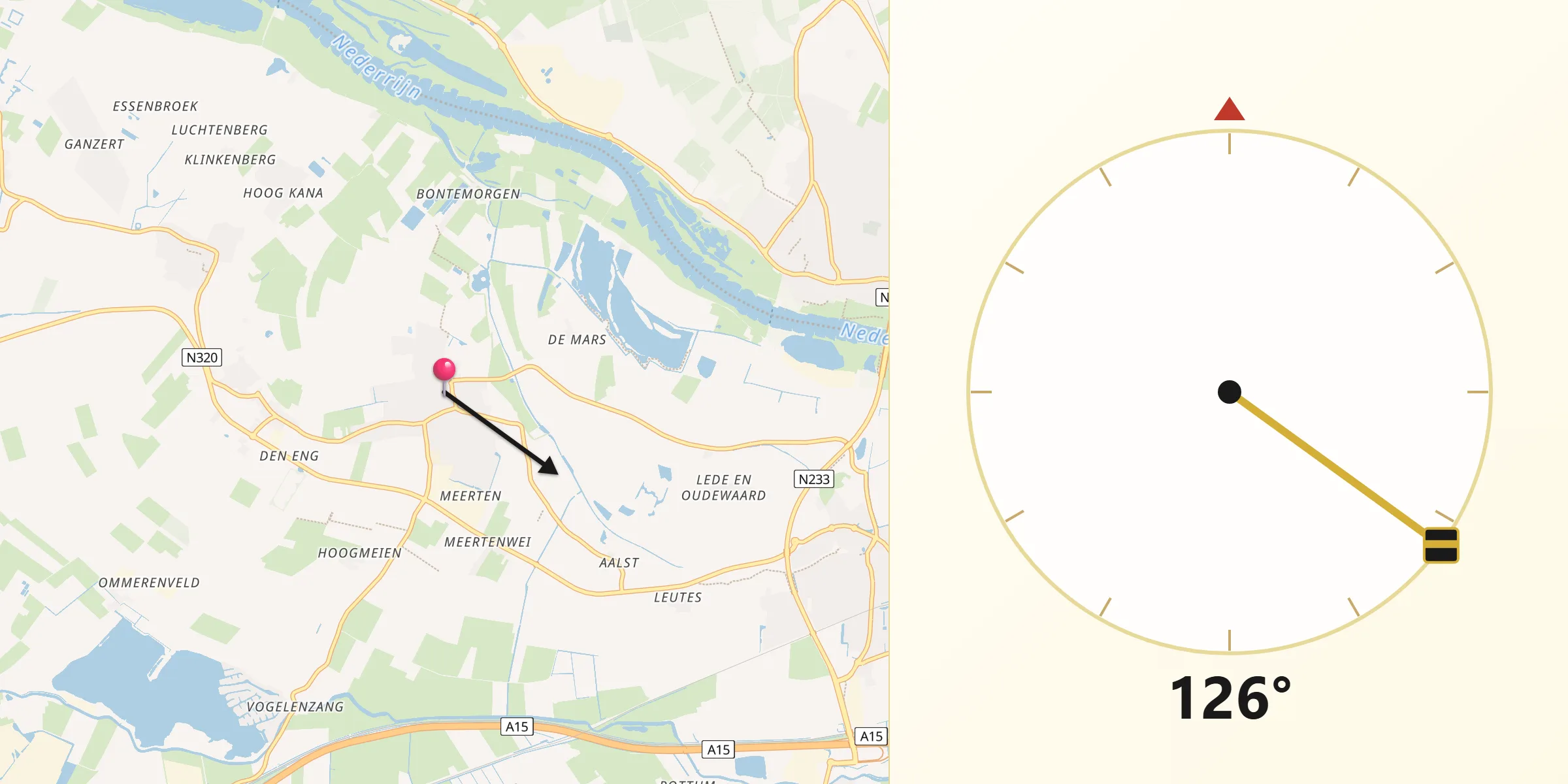 Qibla Richting vanaf Lienden