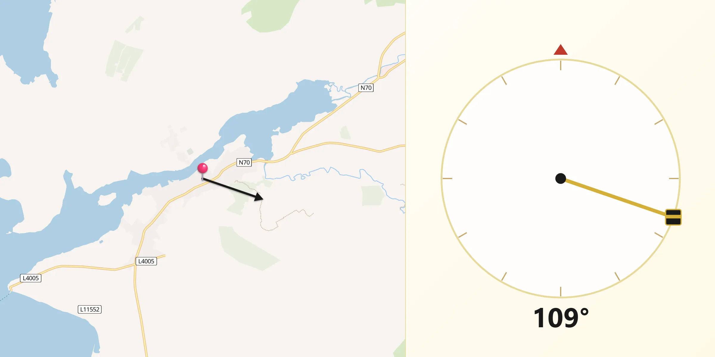 Qibla Direction from Cahersiveen