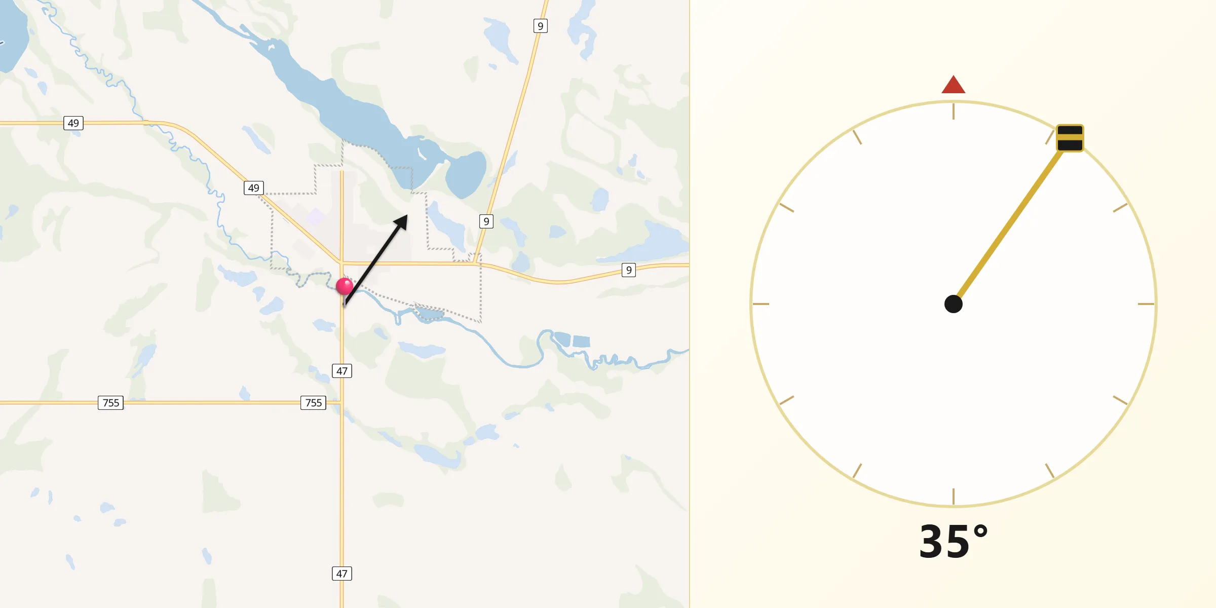 Qibla Direction from Preeceville
