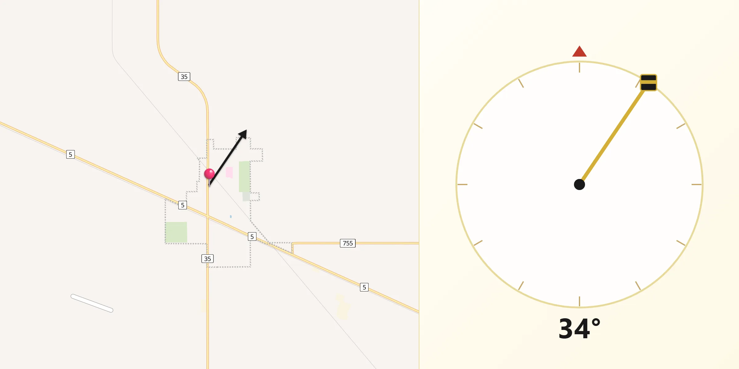 Qibla Direction from Wadena