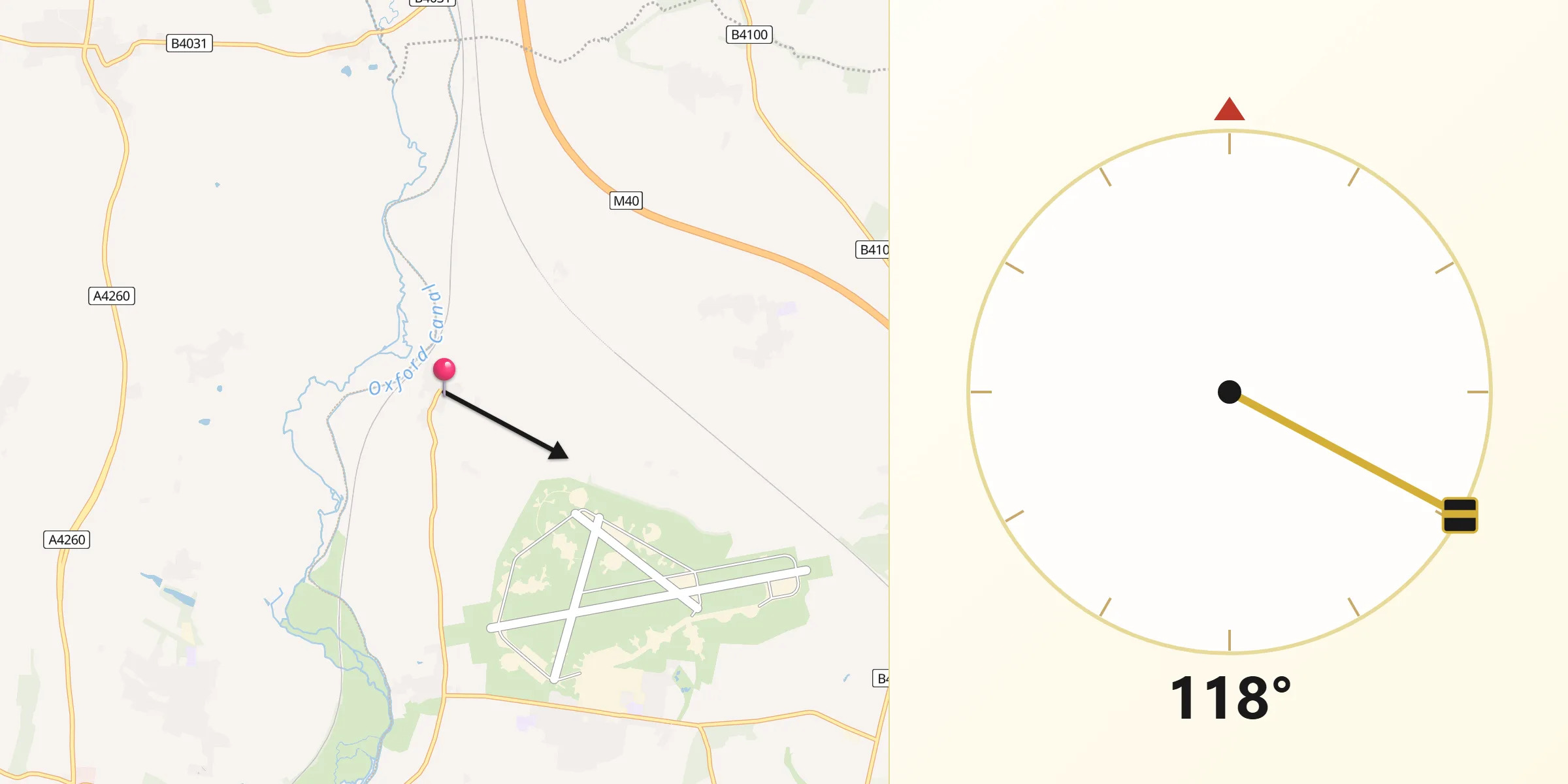 Qibla Direction from Somerton