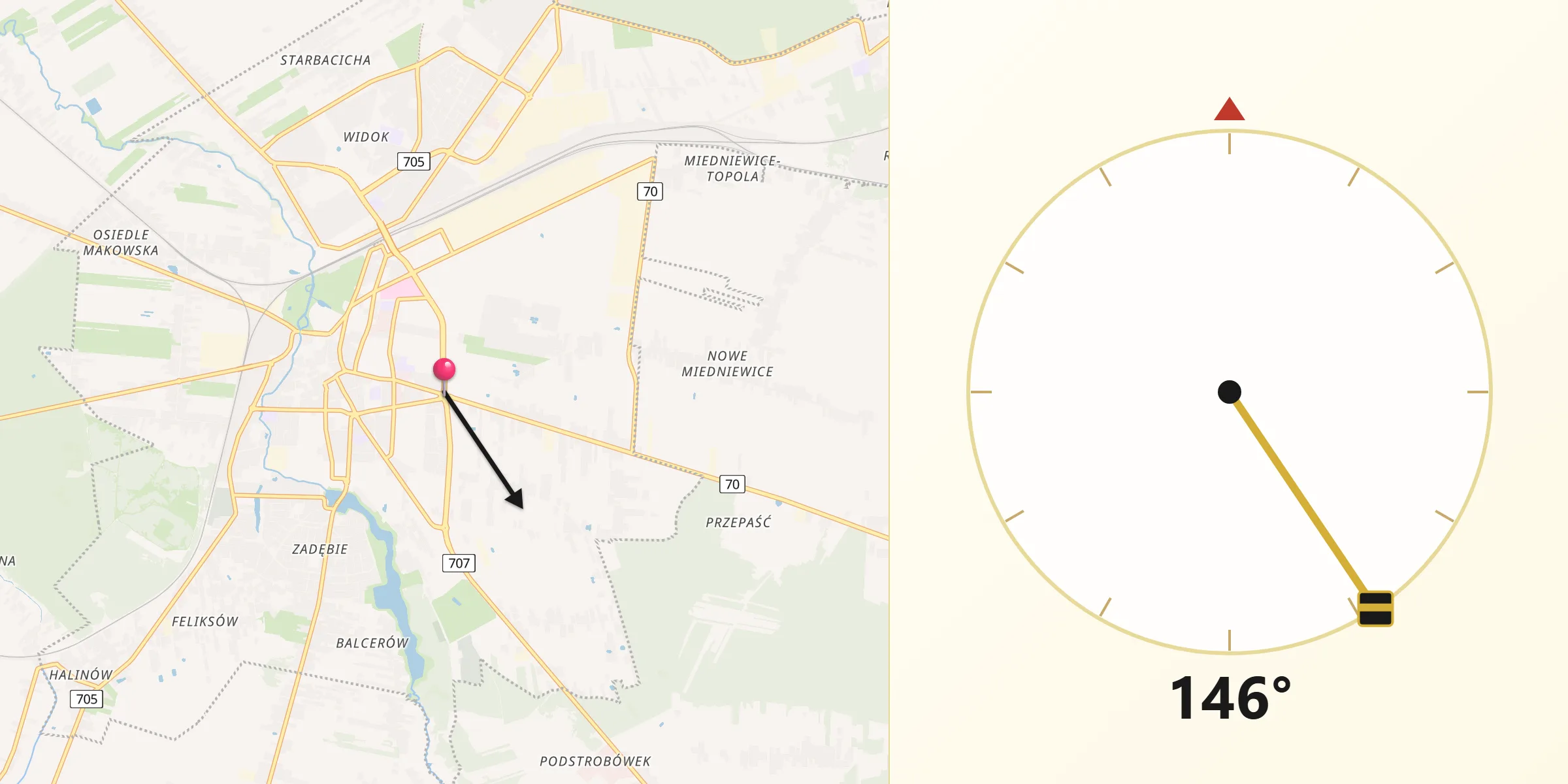 Kierunek Qibla z Skierniewice