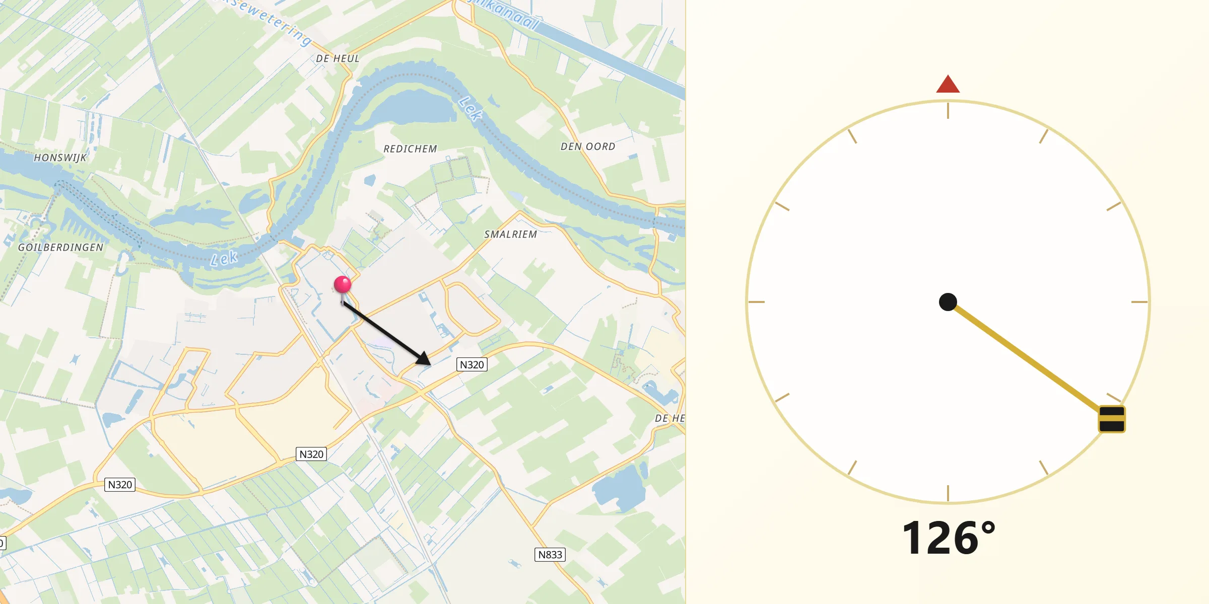Qibla Richting vanaf Culemborg