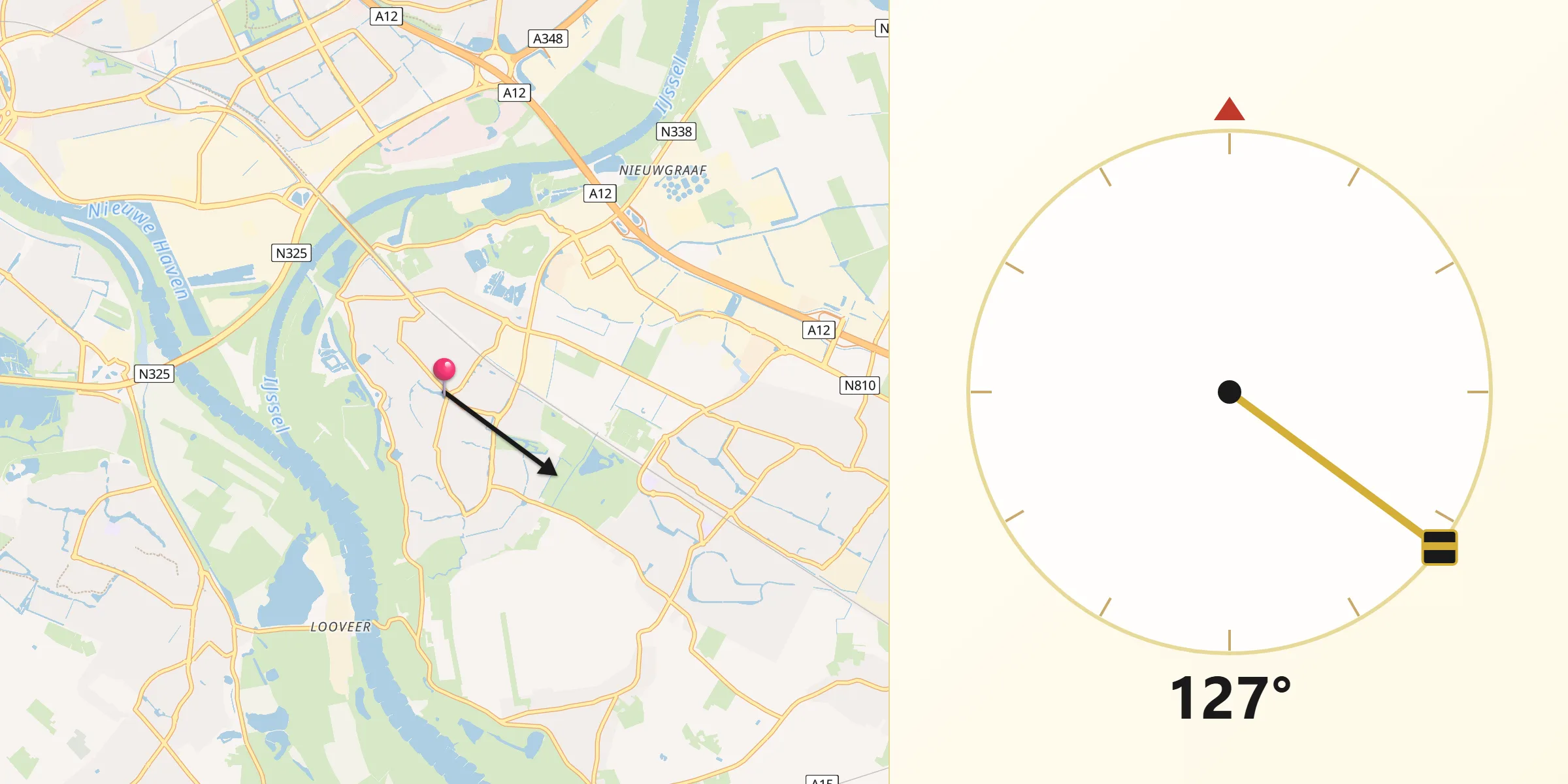 Qibla Richting vanaf Westervoort