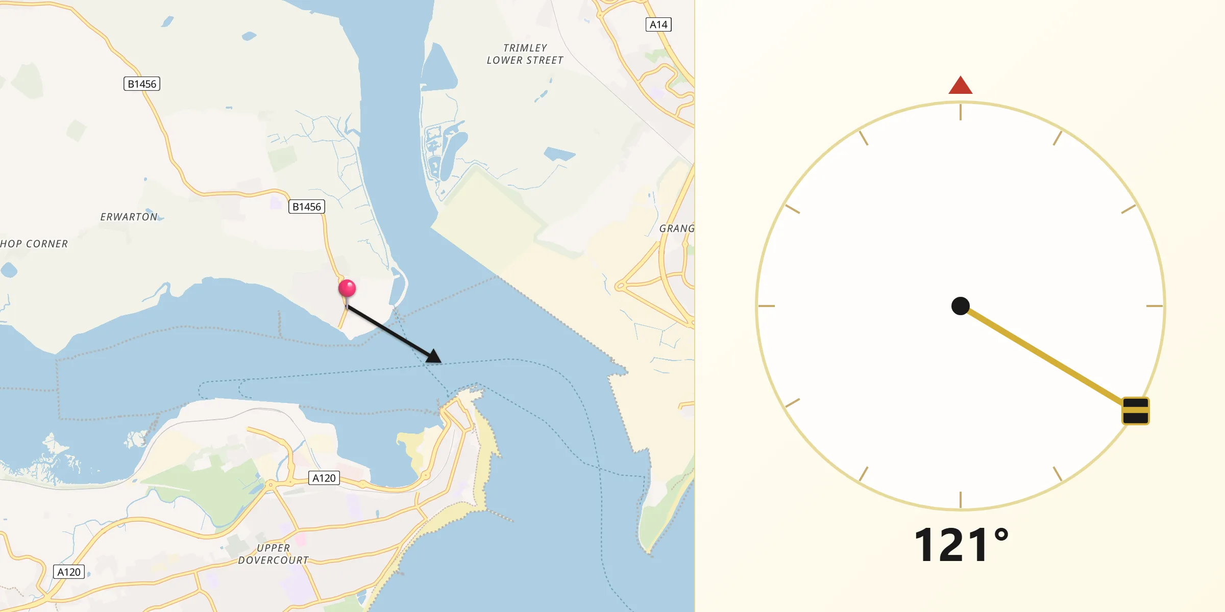 Qibla Direction from Shotley Gate
