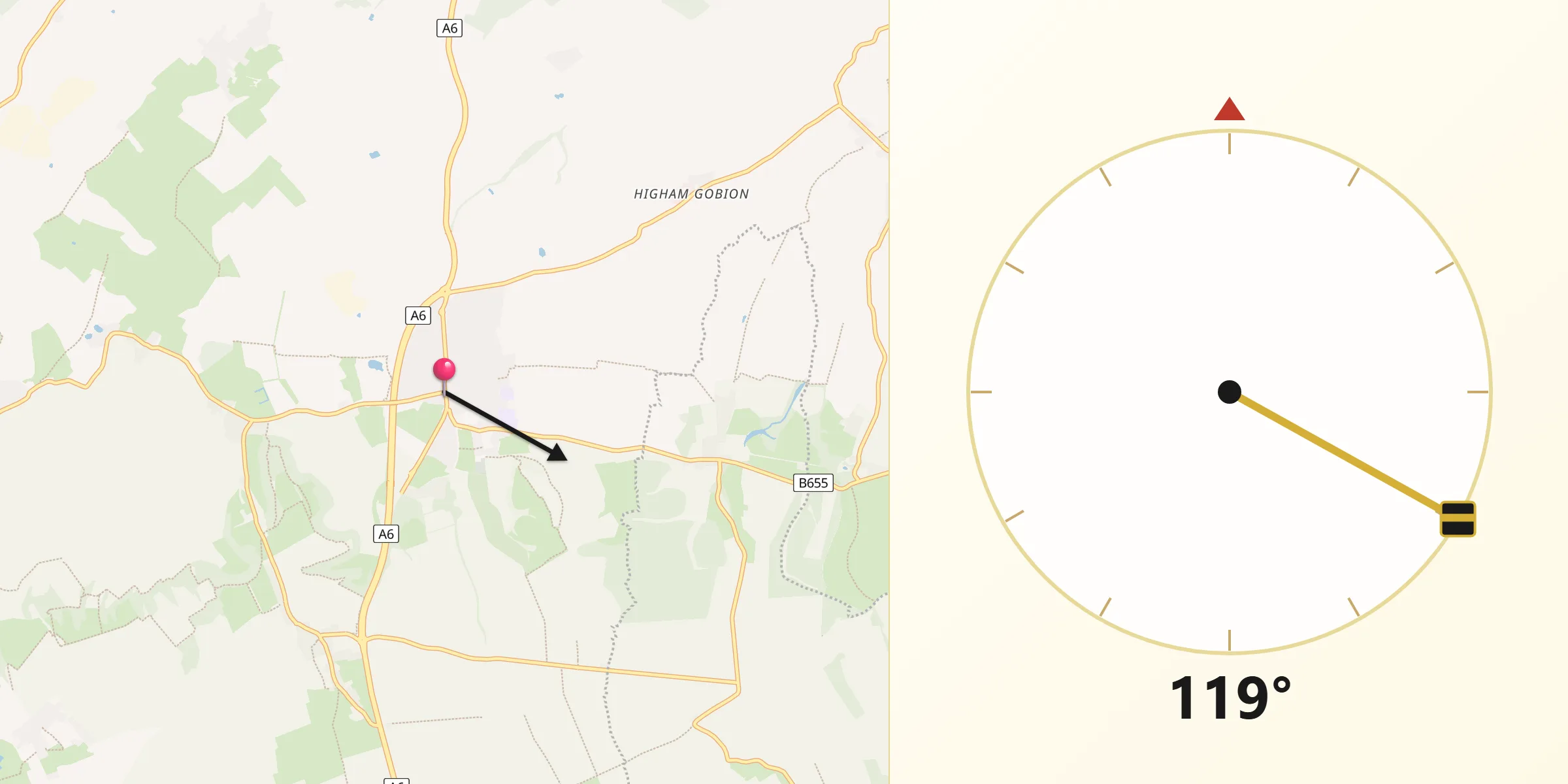 Qibla Direction from Barton-le-Clay