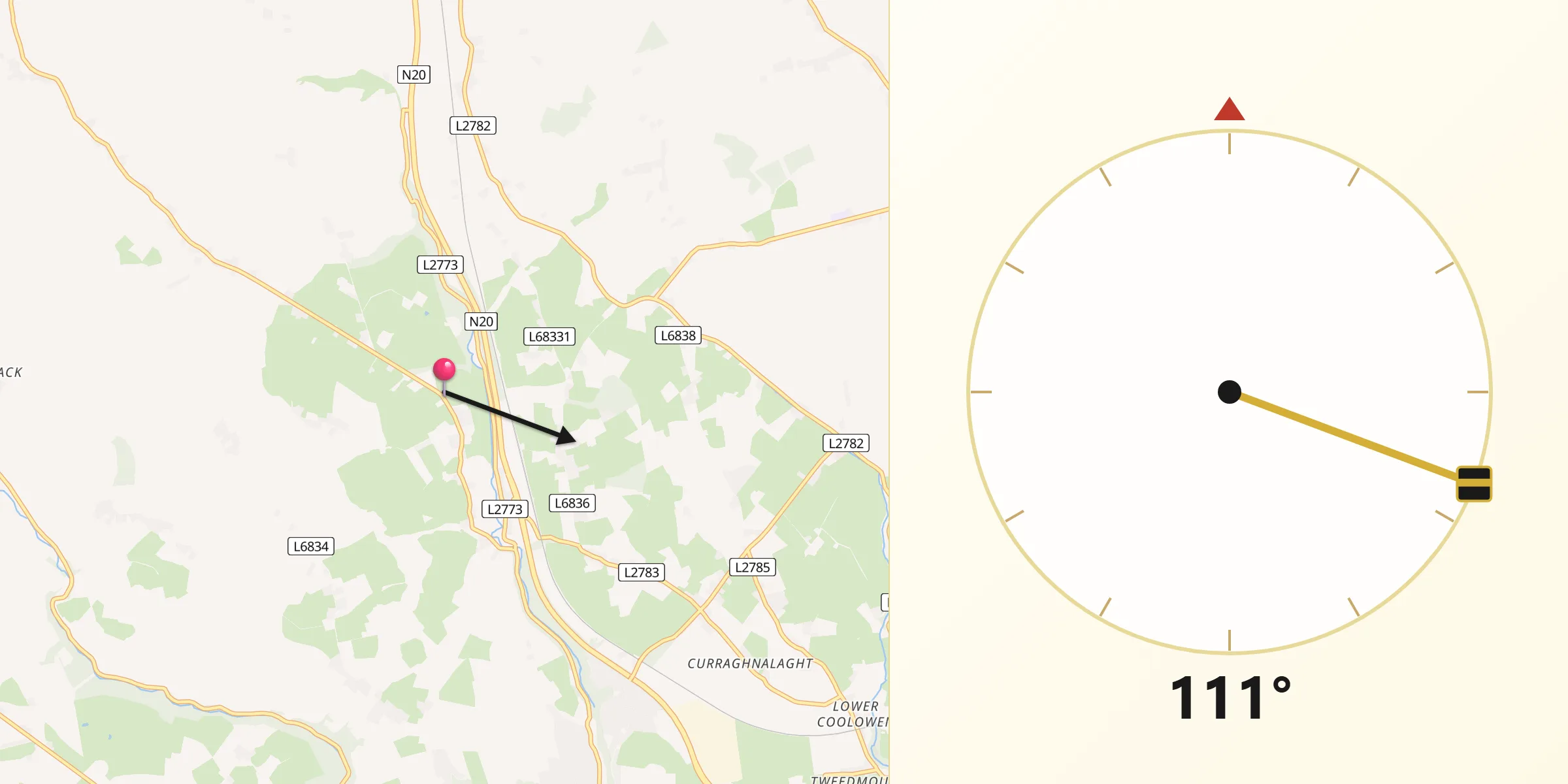 Qibla Direction from County Cork