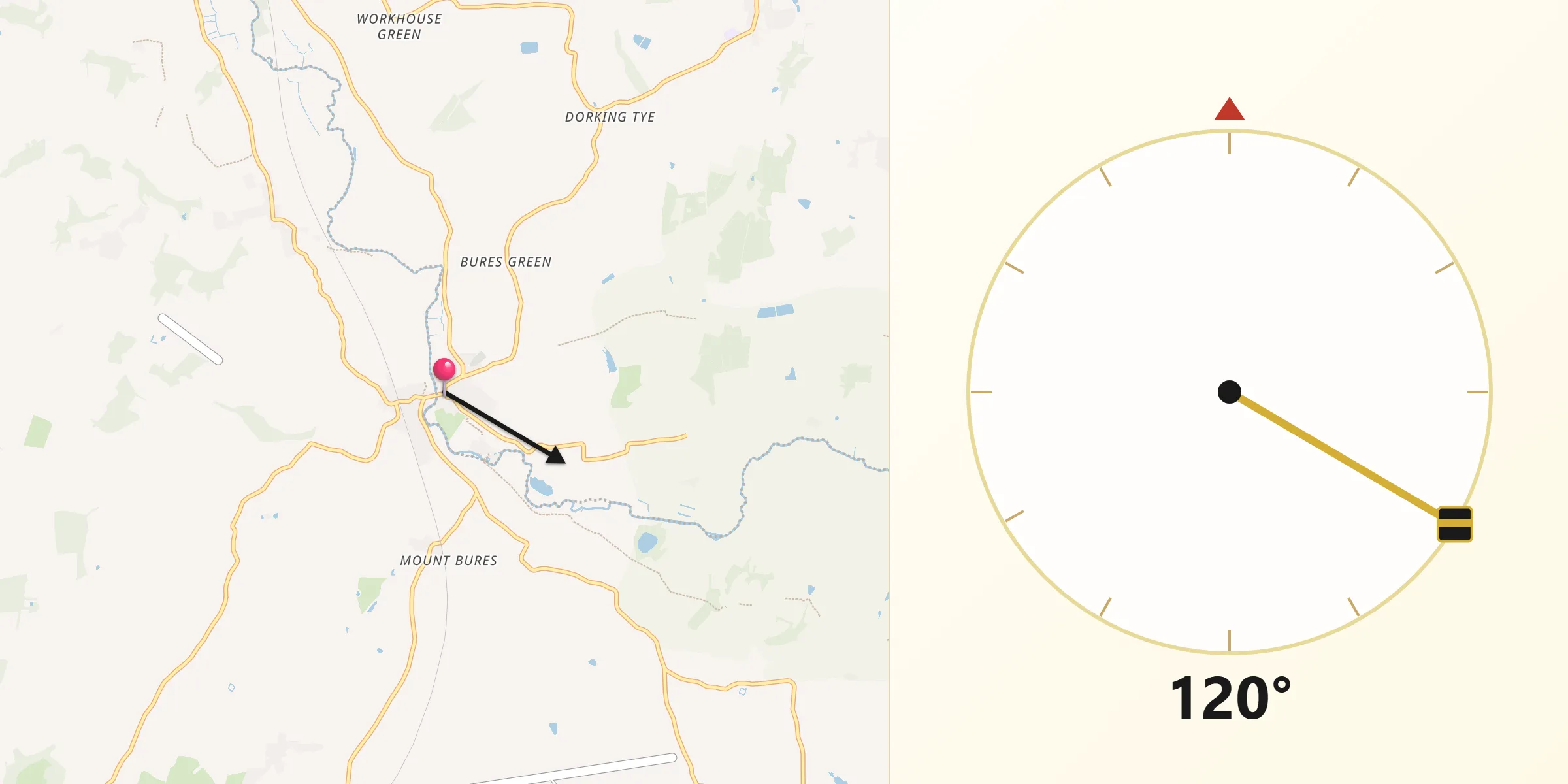 Qibla Direction from Bures Saint Mary