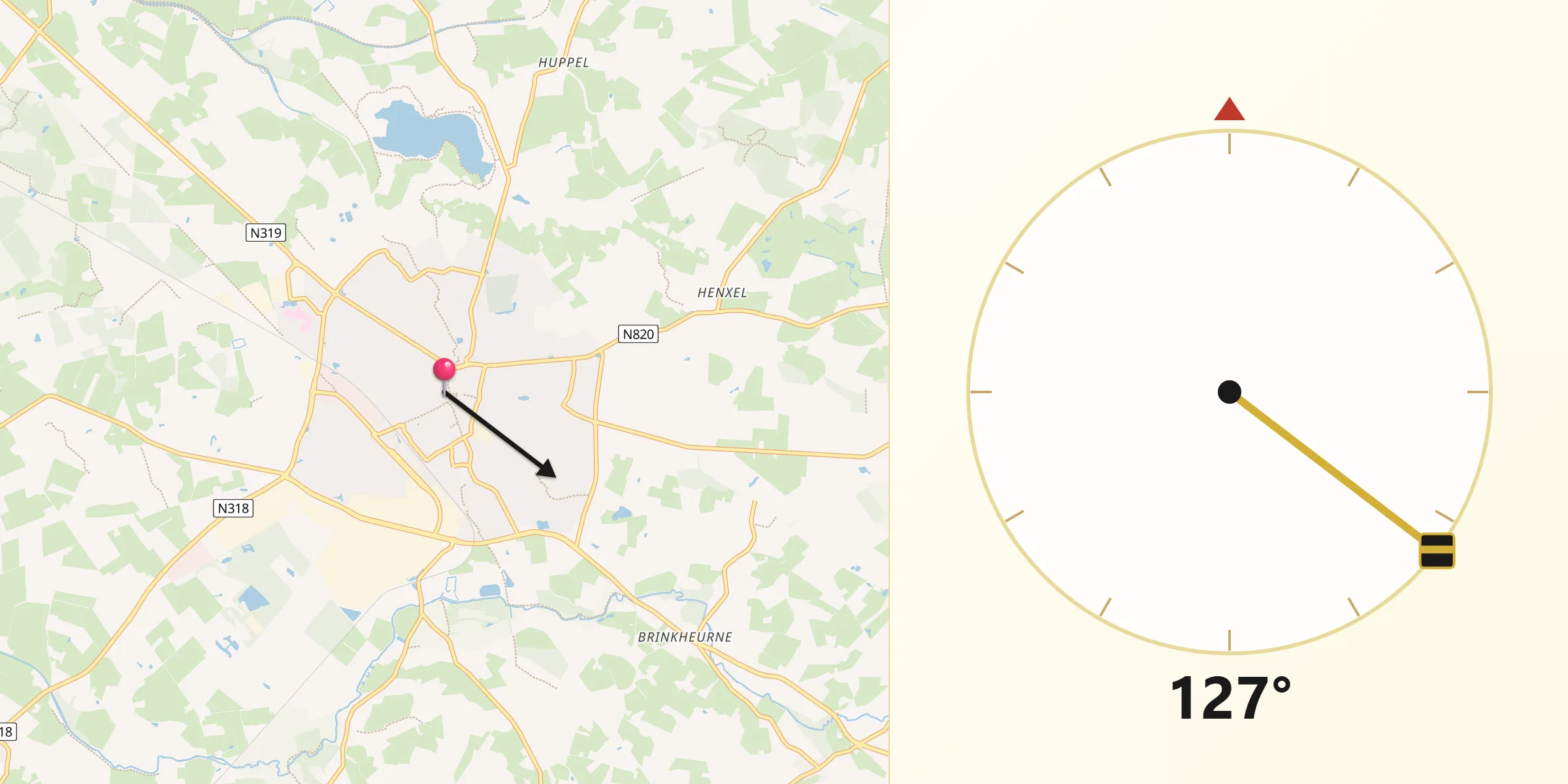 Qibla Richting vanaf Winterswijk