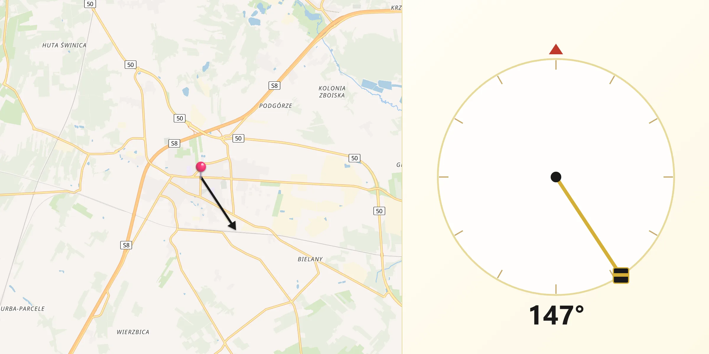 Kierunek Qibla z Mszczonów