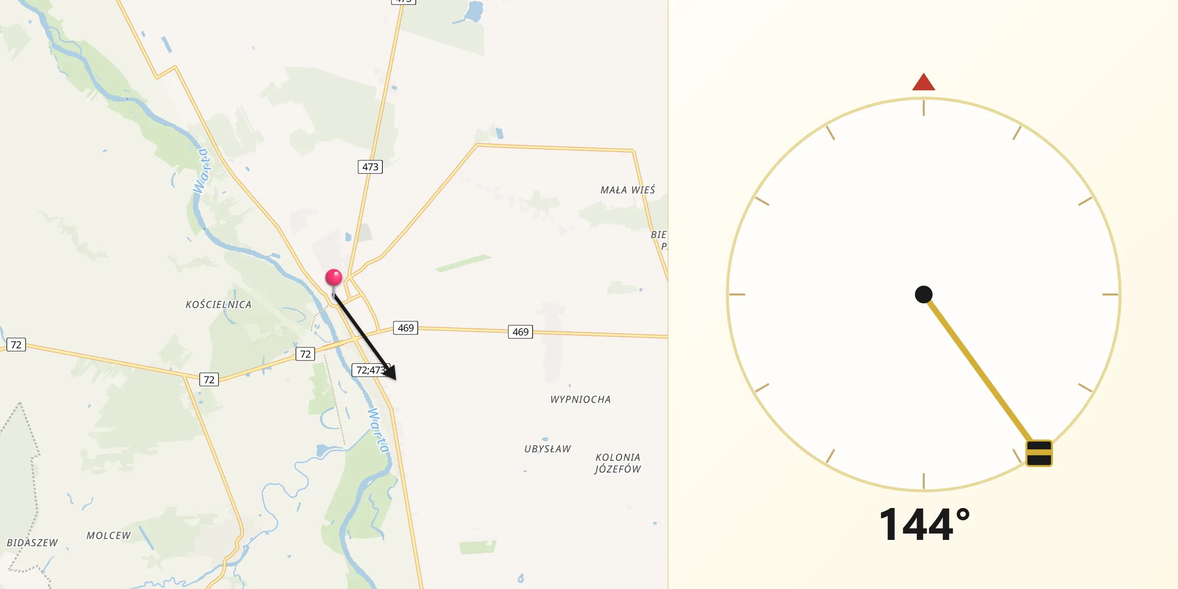 Kierunek Qibla z Uniejów