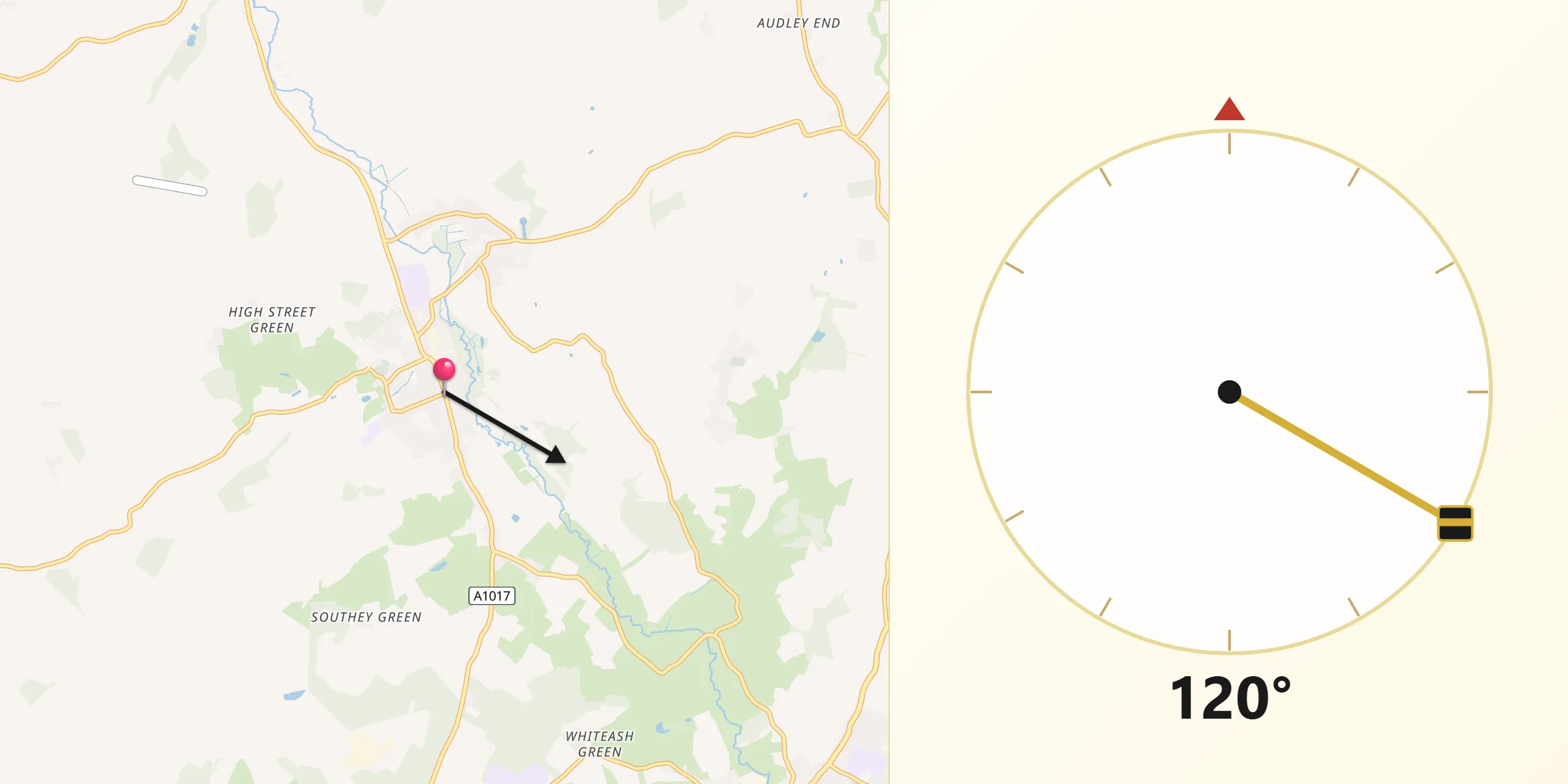 Qibla Direction from Sible Hedingham