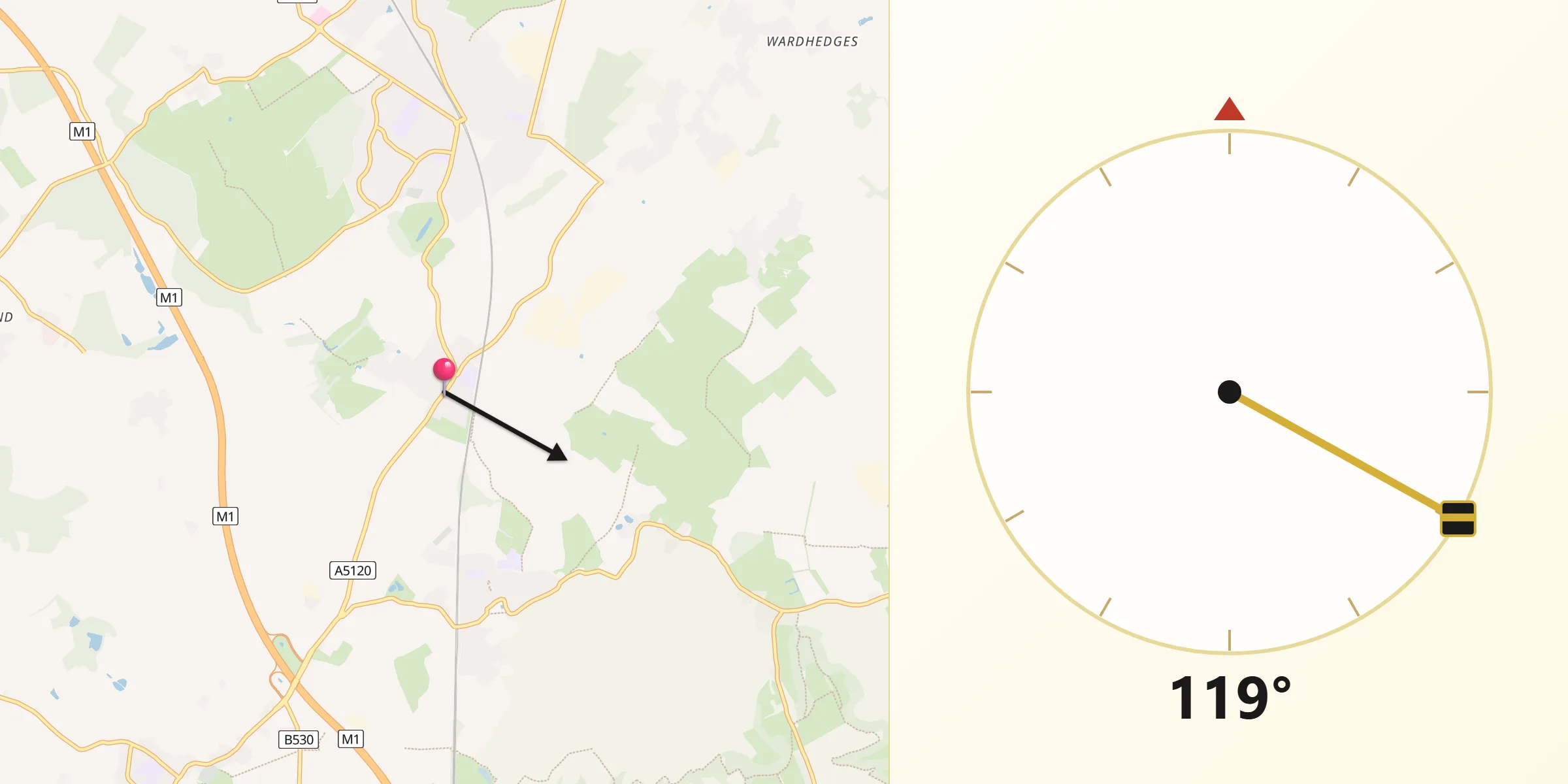 Qibla Direction from Westoning