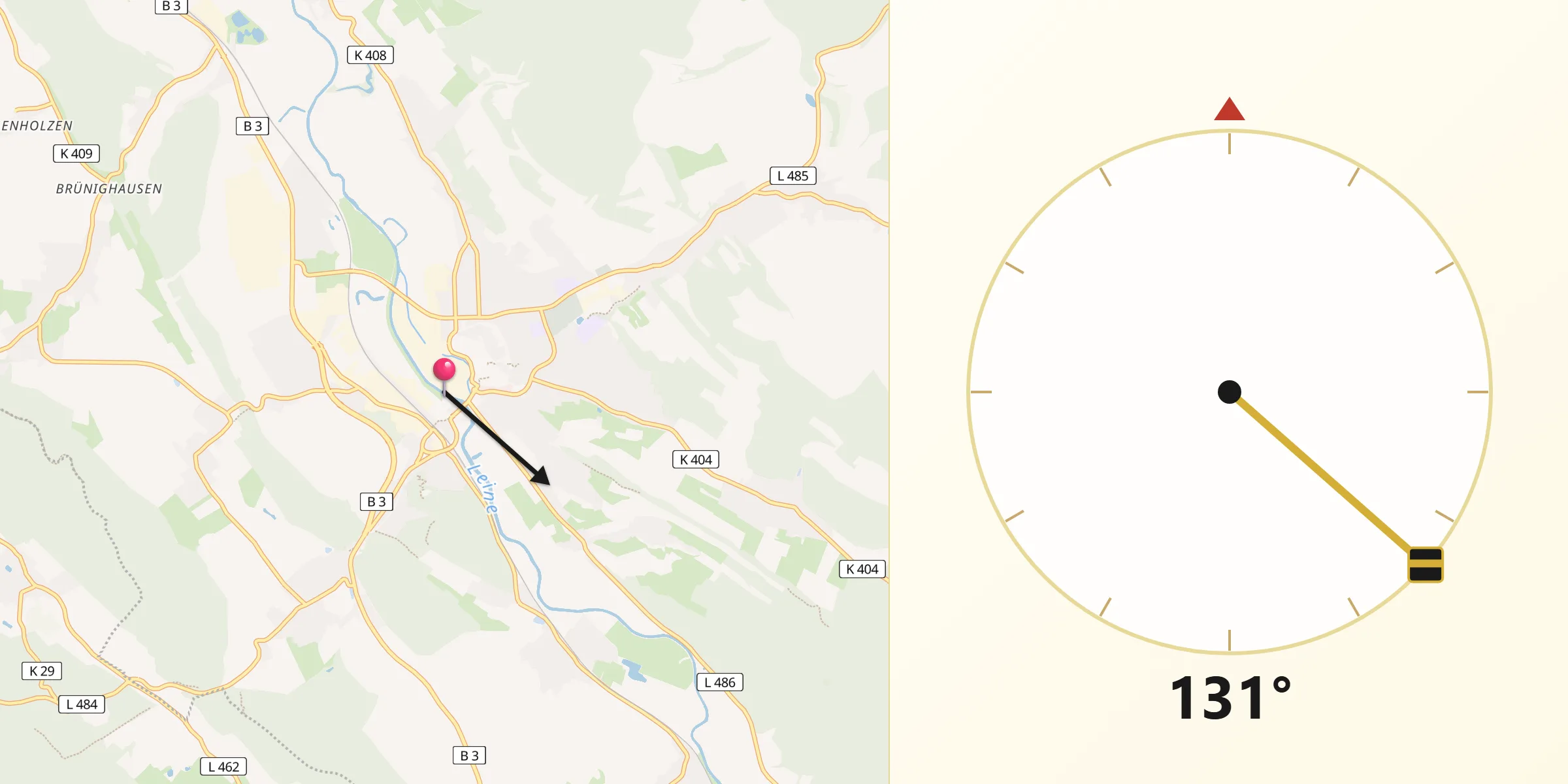 Qibla-Richtung von Alfeld (Leine)