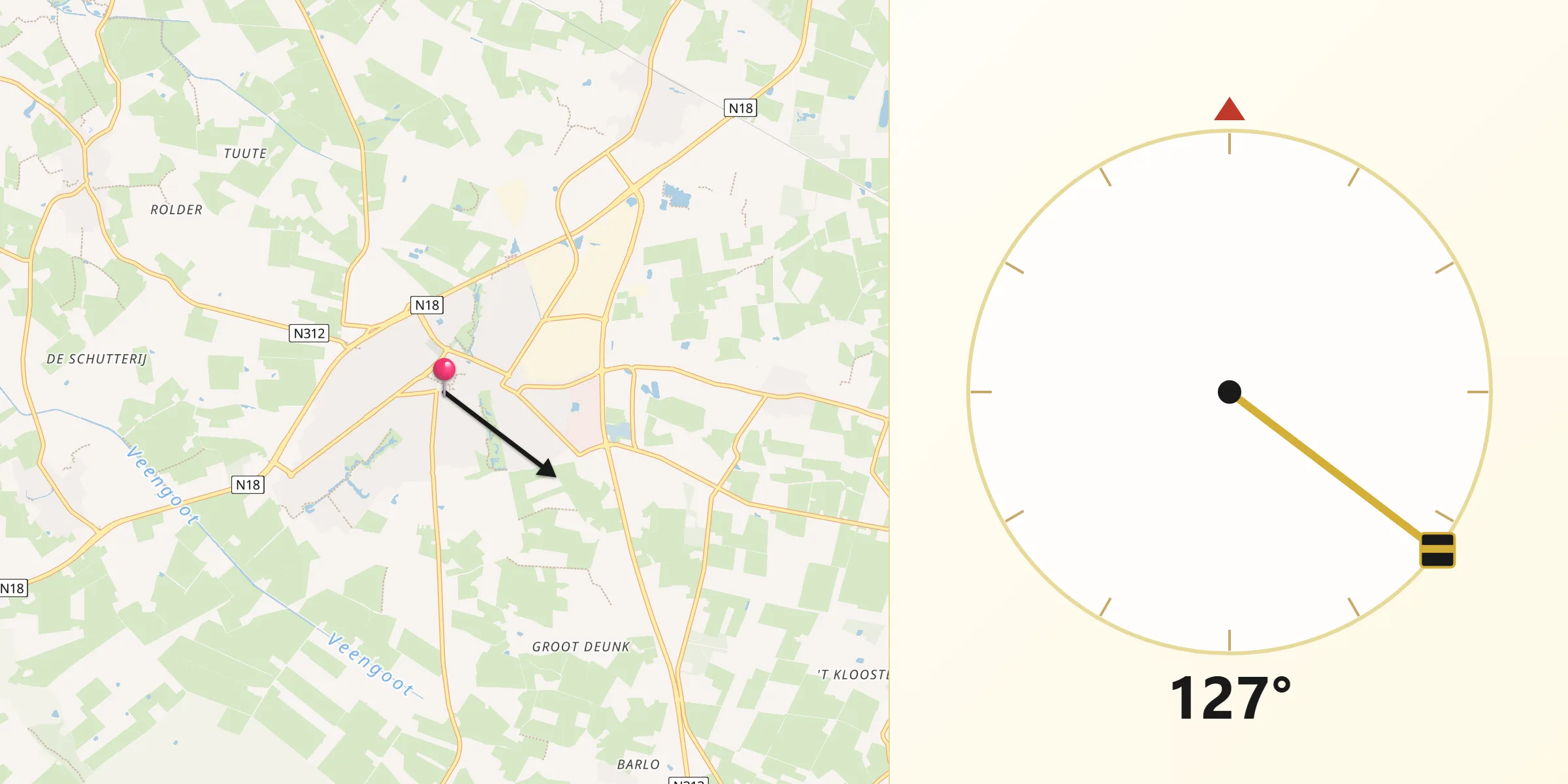 Qibla Richting vanaf Lichtenvoorde