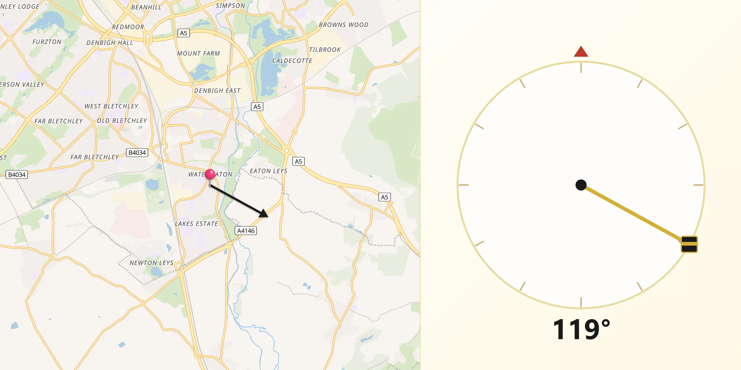 Qibla Direction from Water Eaton