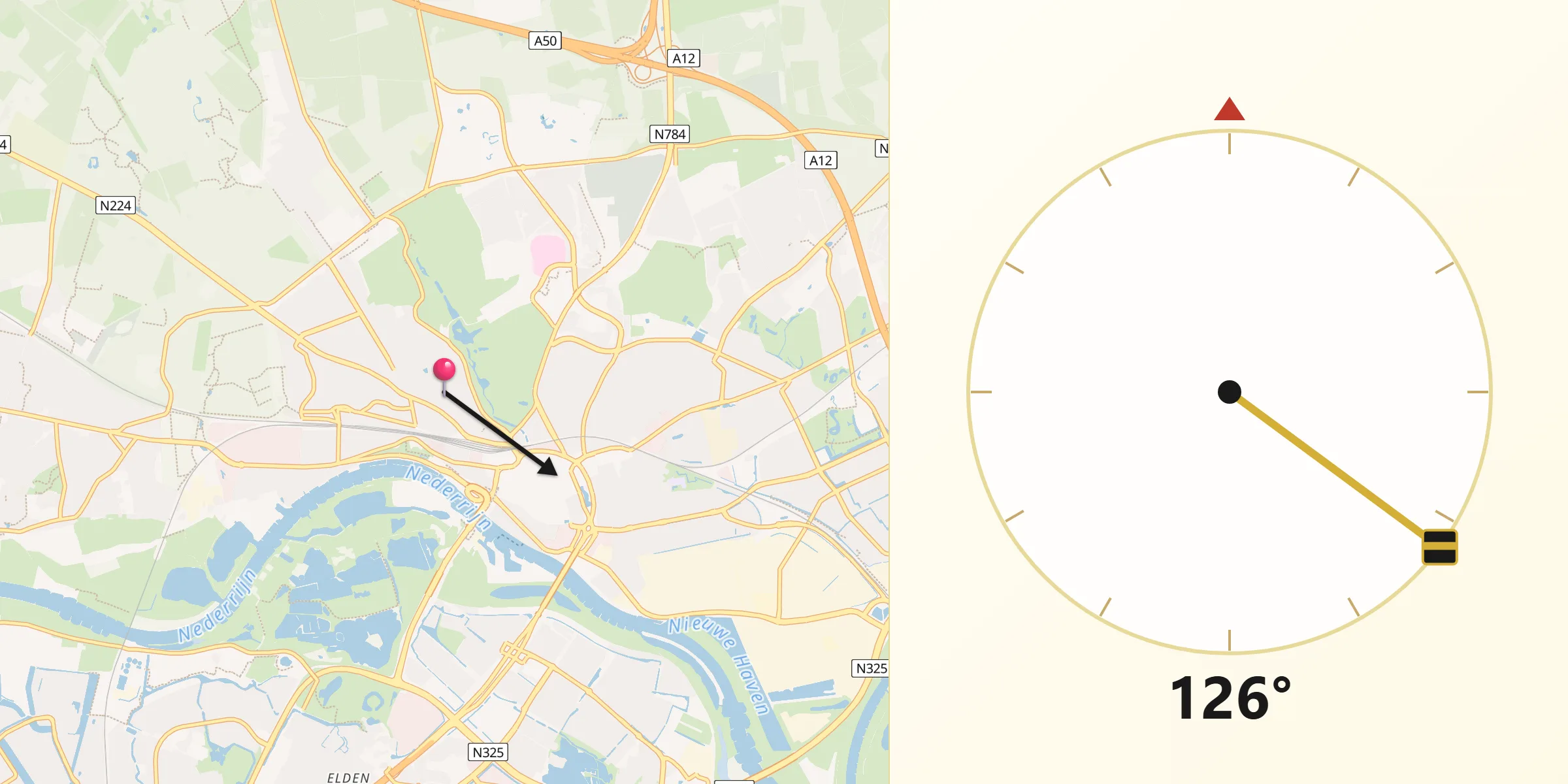 Qibla Richting vanaf Burgemeesterswijk