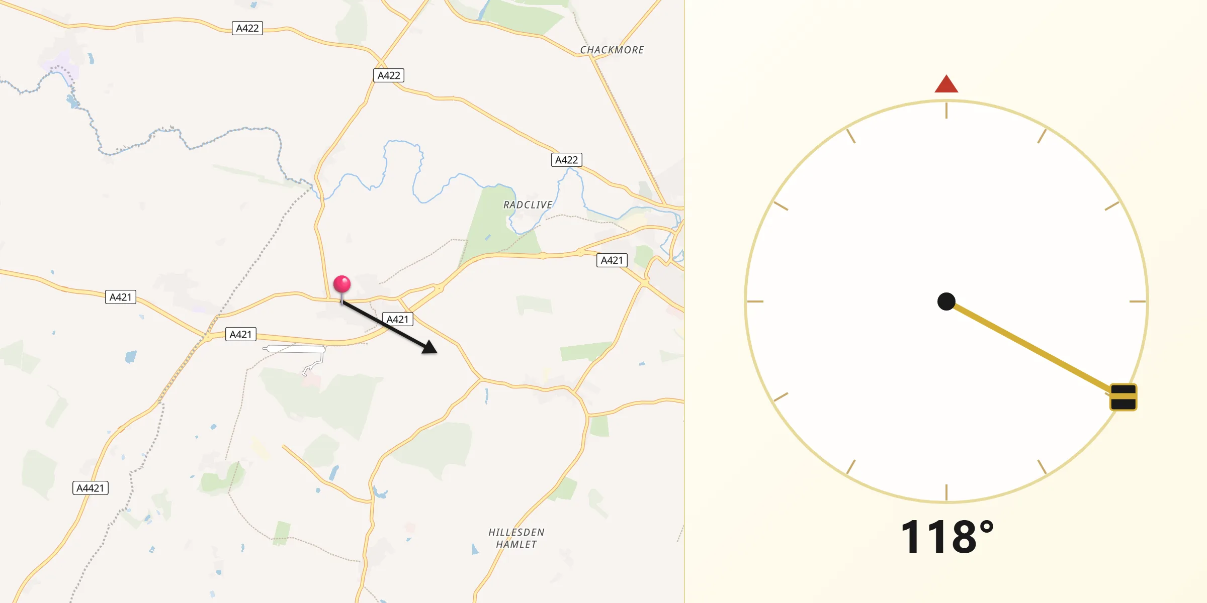 Qibla Direction from Tingewick