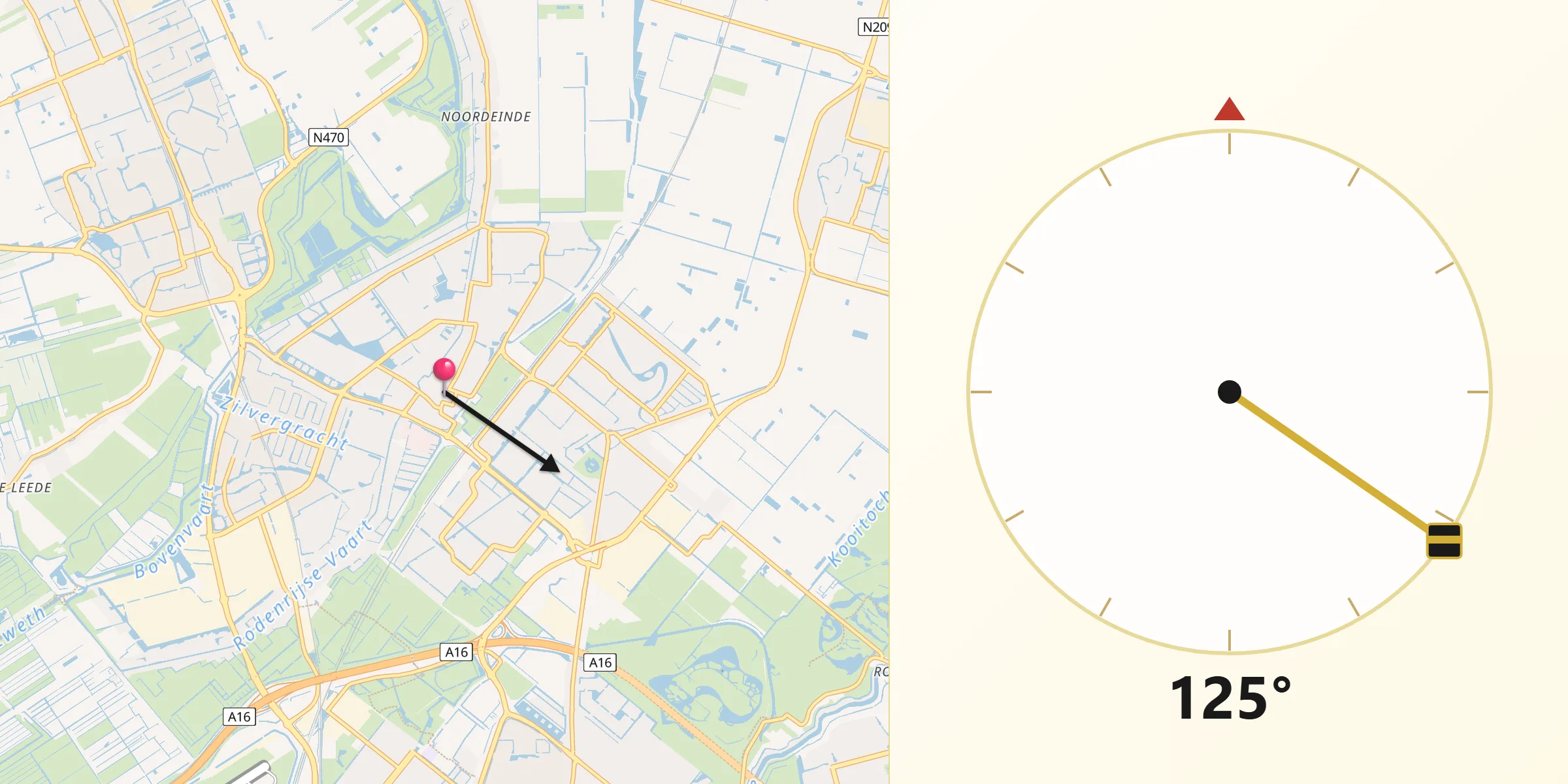 Qibla Richting vanaf Berkel en Rodenrijs