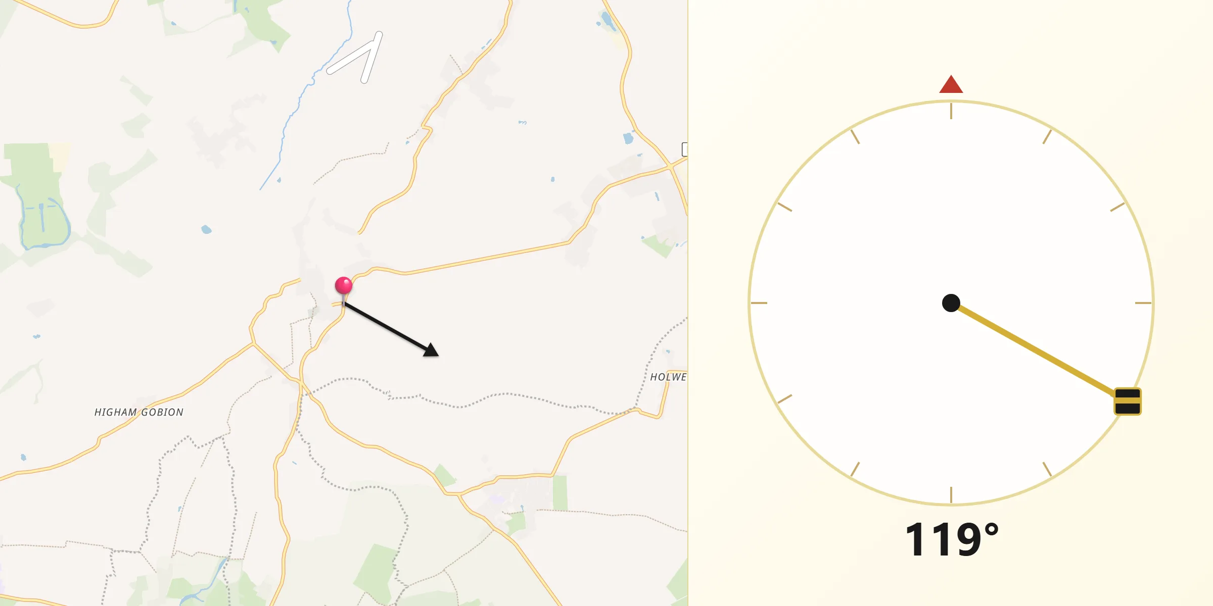Qibla Direction from Shillington