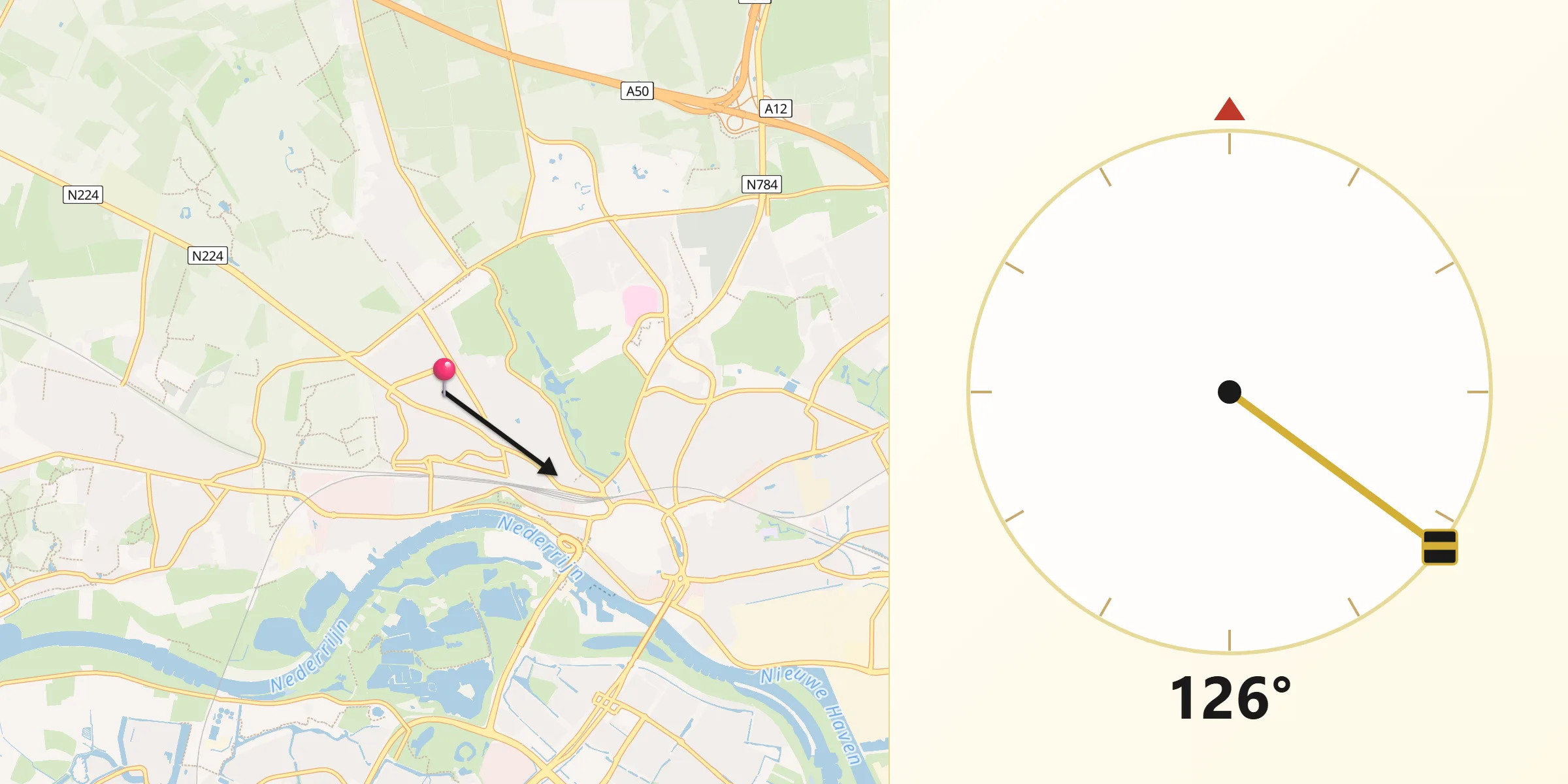 Qibla Richting vanaf Sterrenberg