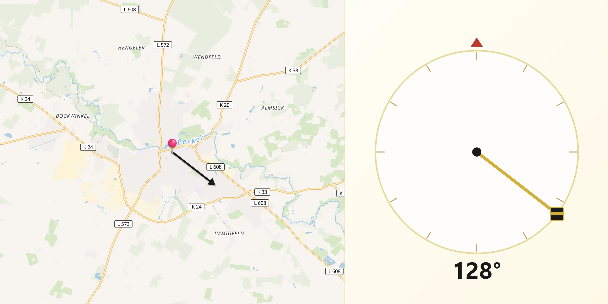 Qibla-Richtung von Stadtlohn