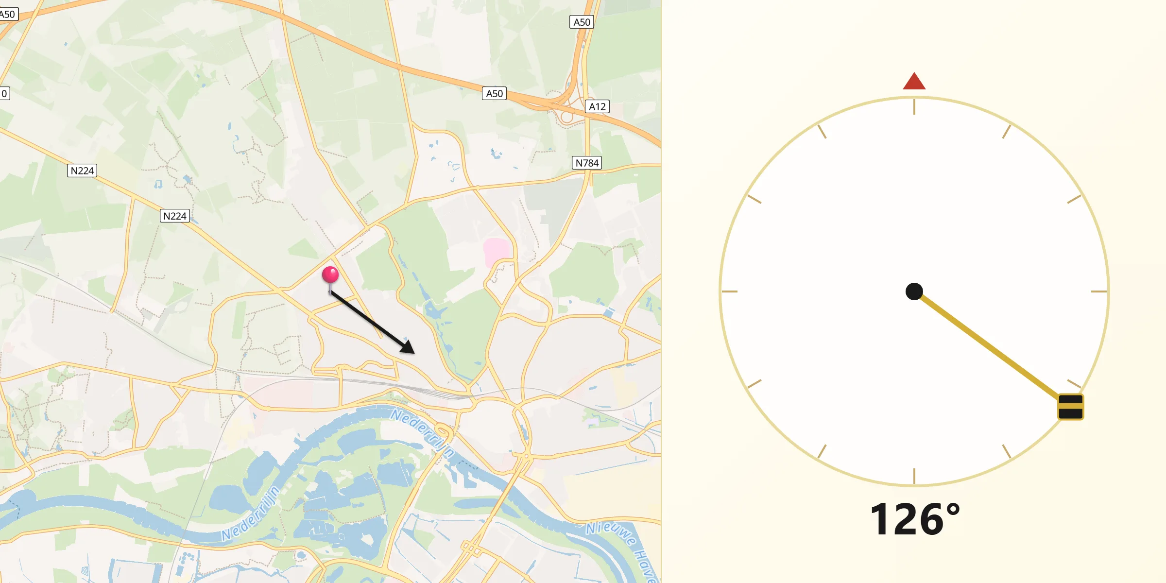 Qibla Richting vanaf Hoogkamp