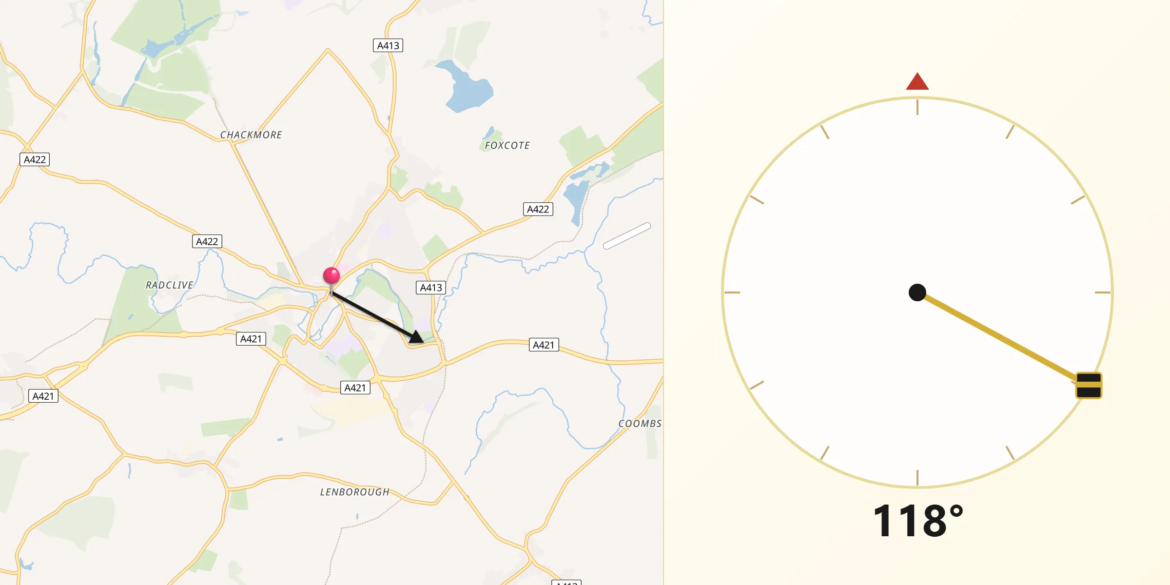Qibla Direction from Buckingham