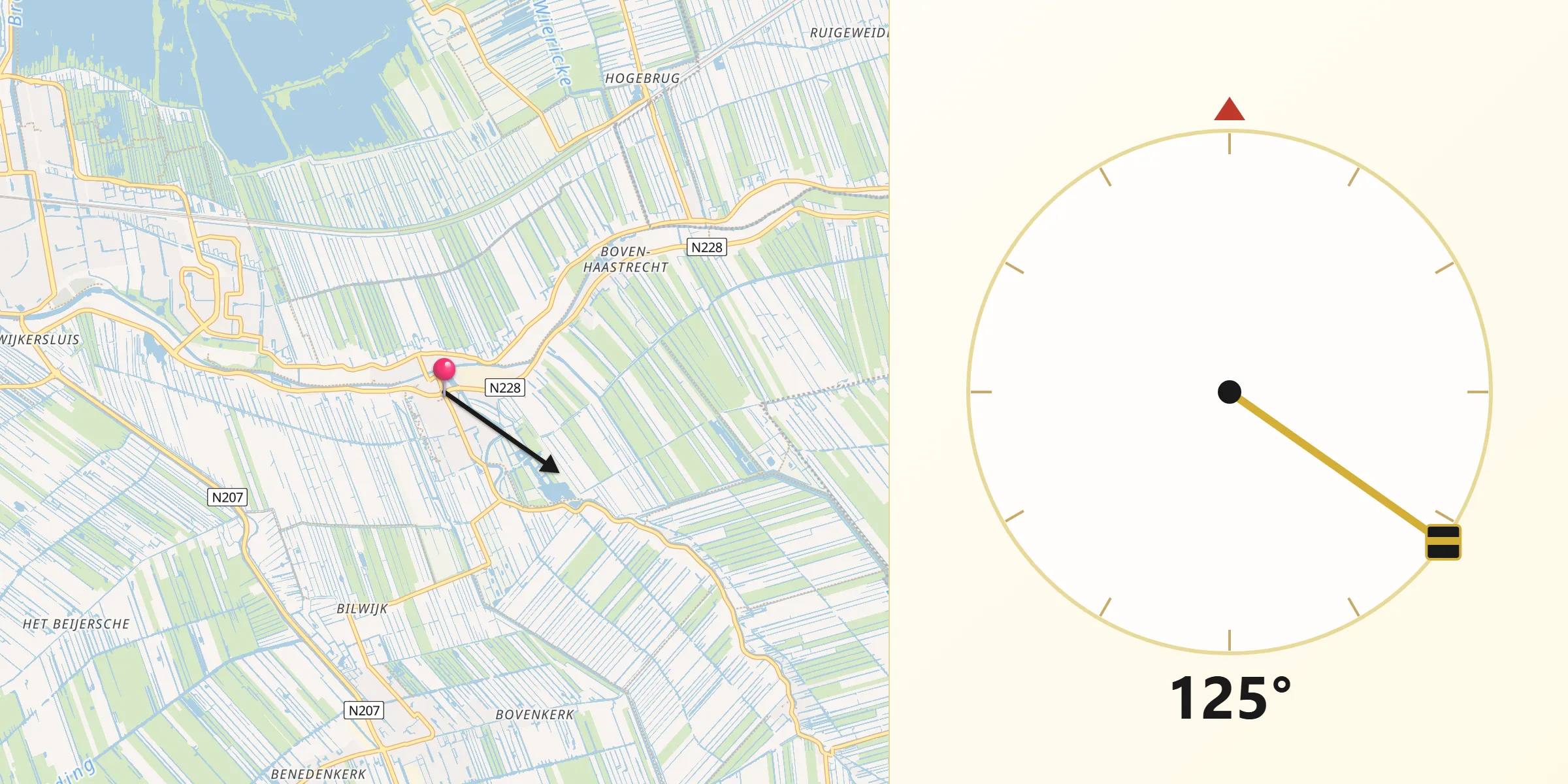 Qibla Richting vanaf Haastrecht