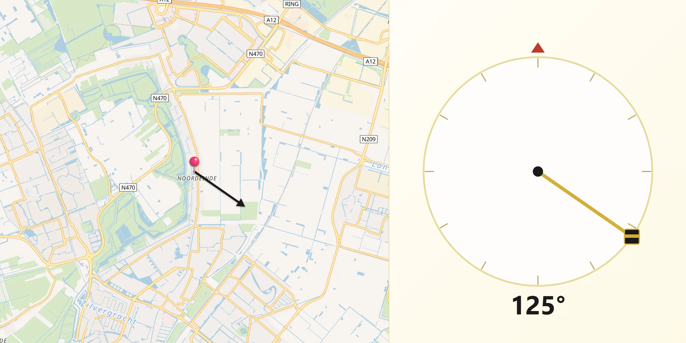 Qibla Richting vanaf Noordeinde