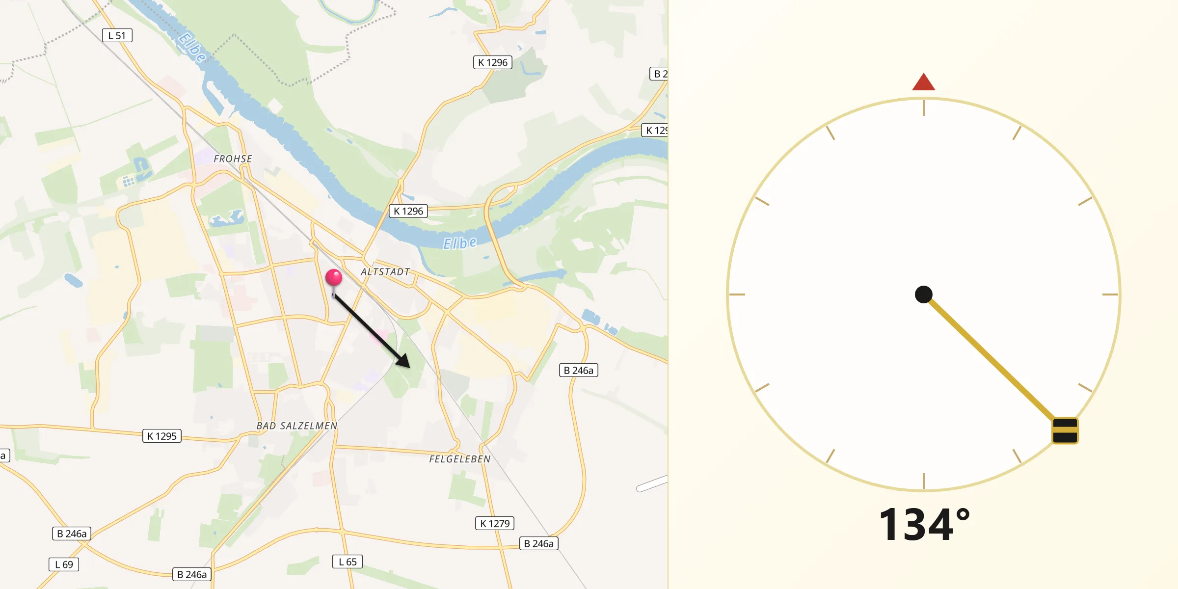 Qibla-Richtung von Schönebeck (Elbe)
