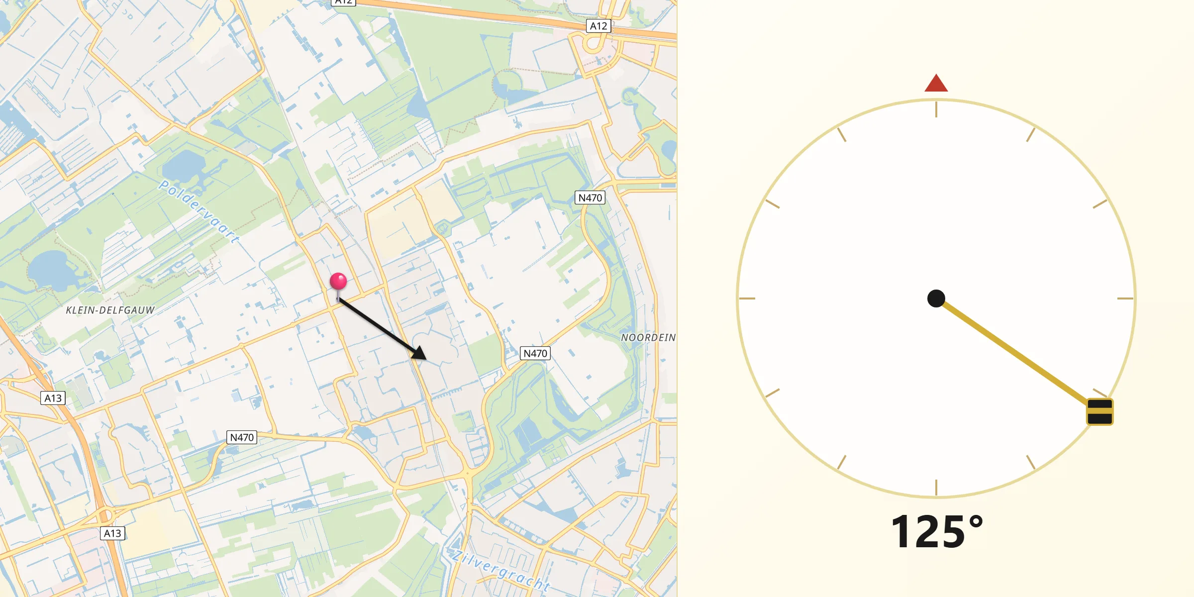 Qibla Richting vanaf Pijnacker
