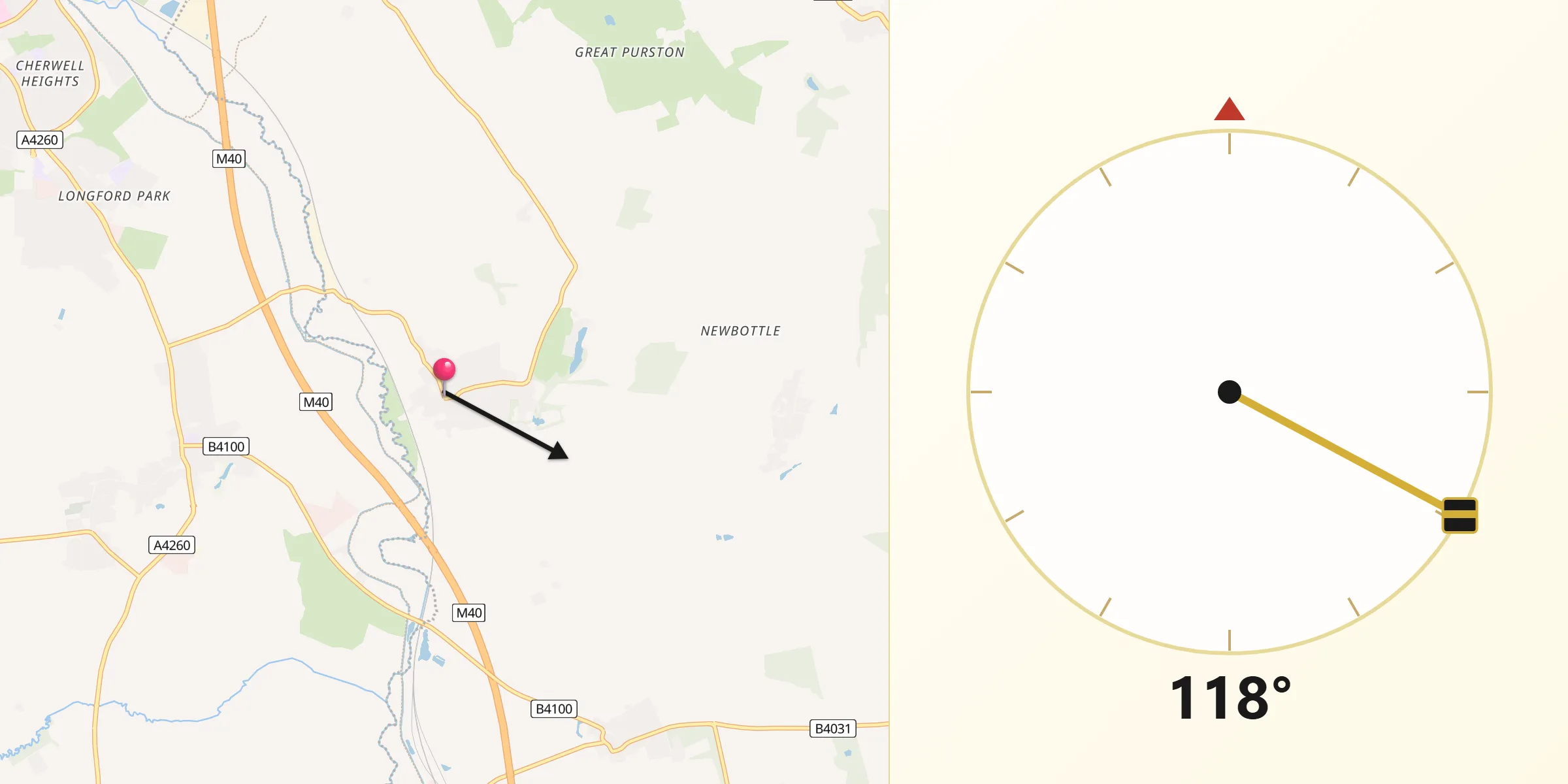 Qibla Direction from Kings Sutton