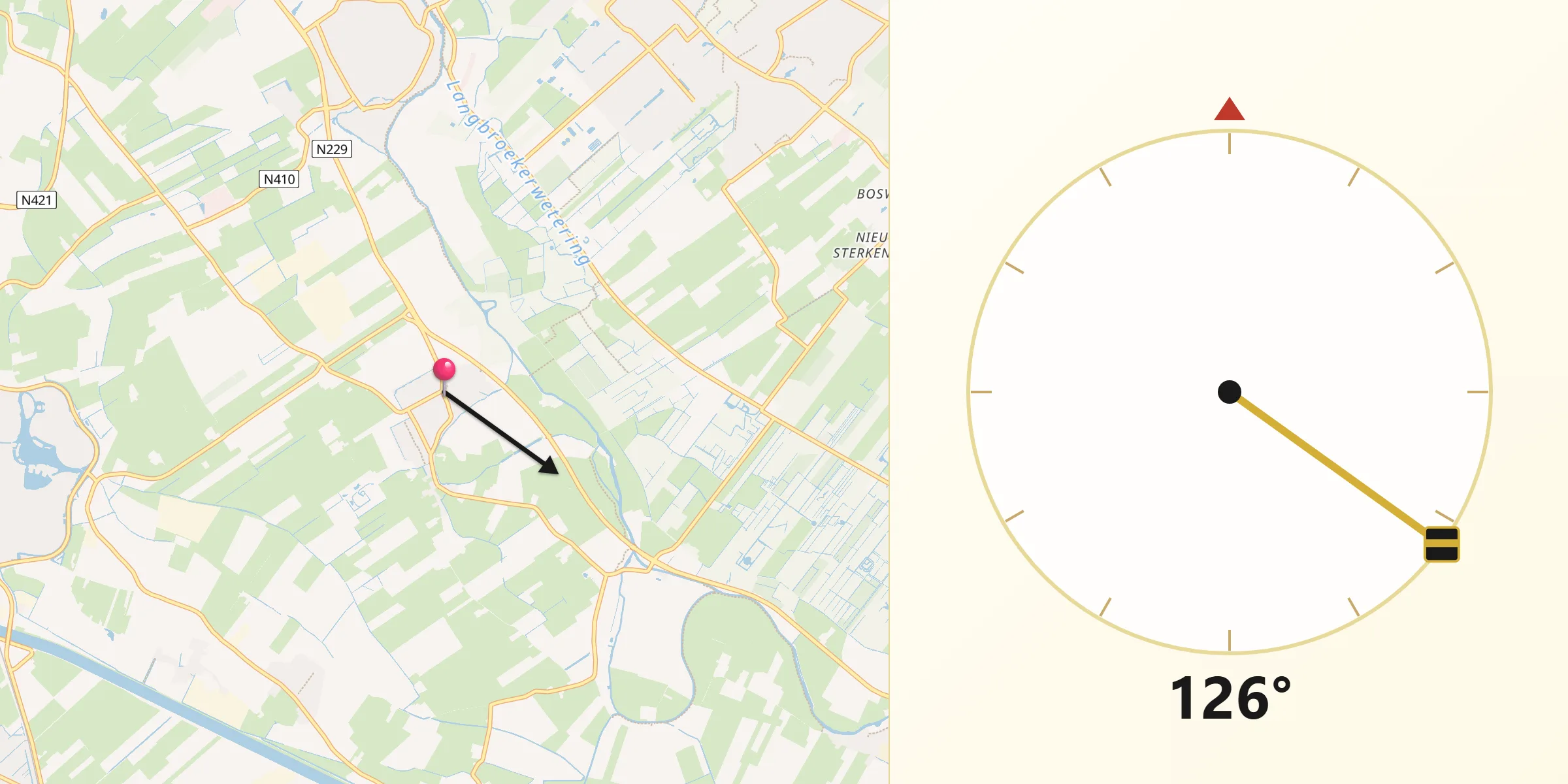 Qibla Richting vanaf Werkhoven