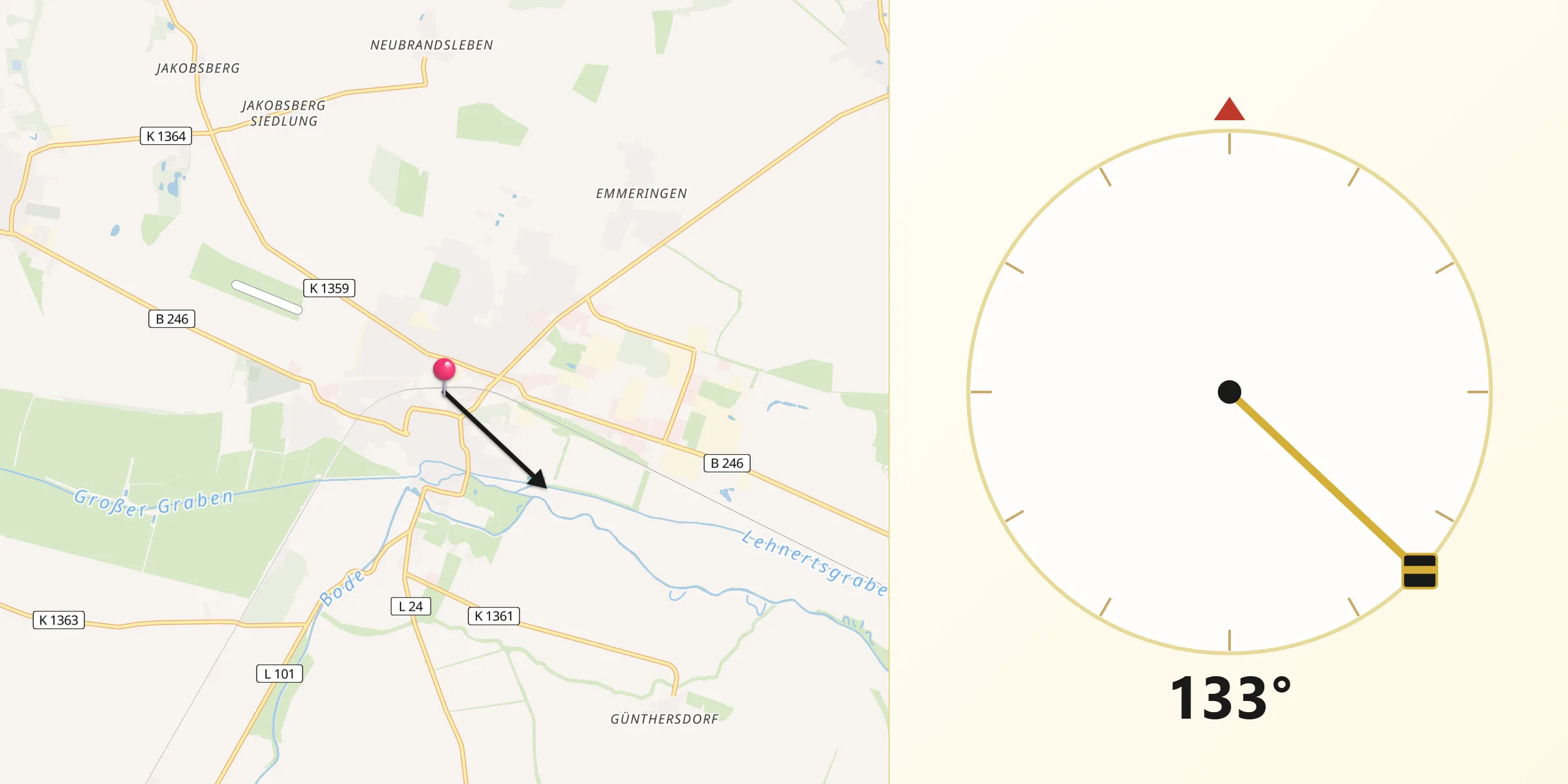 Qibla-Richtung von Oschersleben
