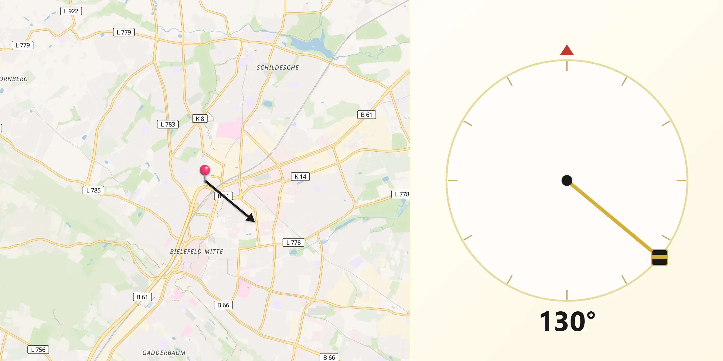 Qibla Riktning från Bielefeld