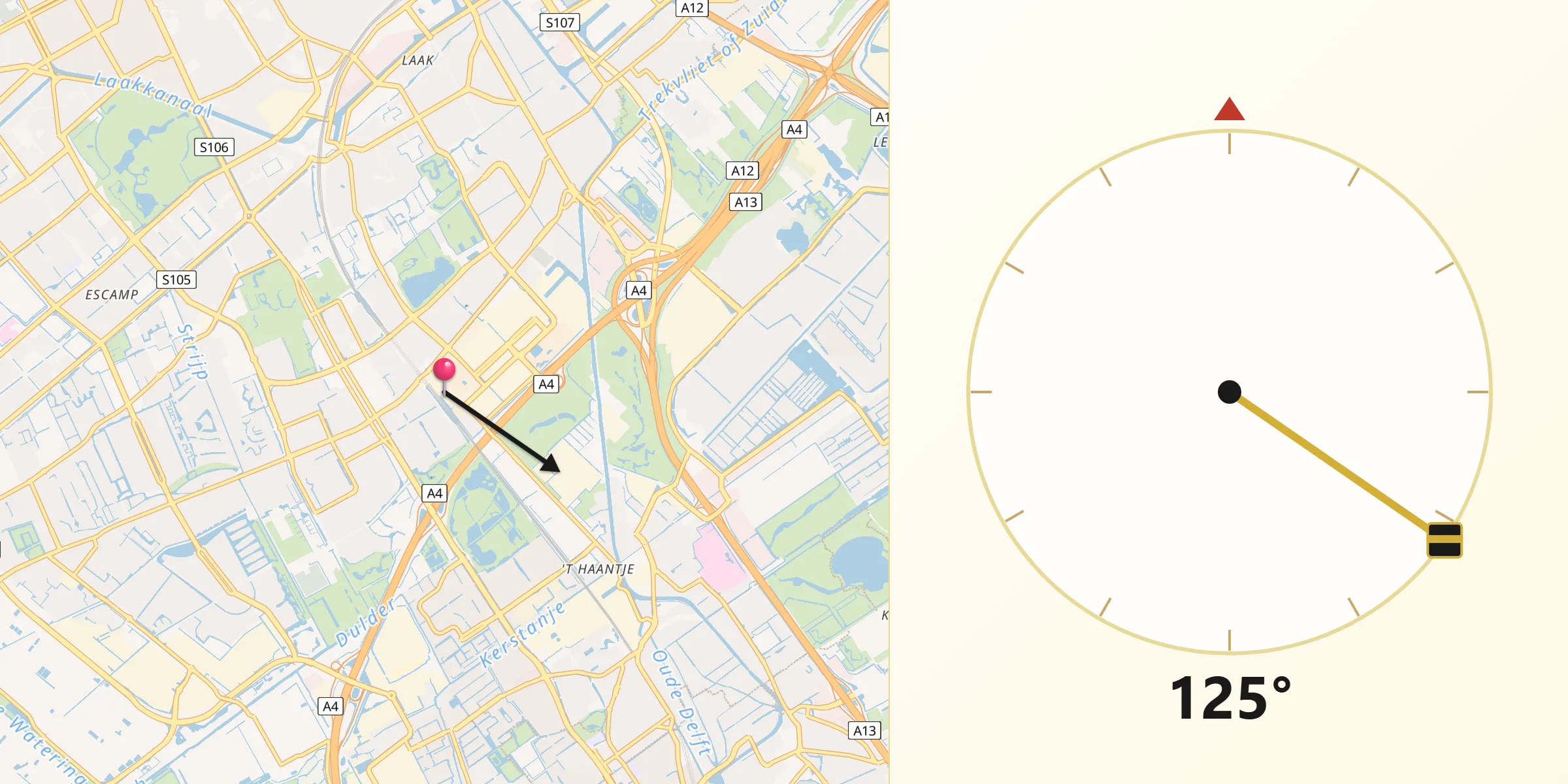 Qibla Richting vanaf Rijswijk