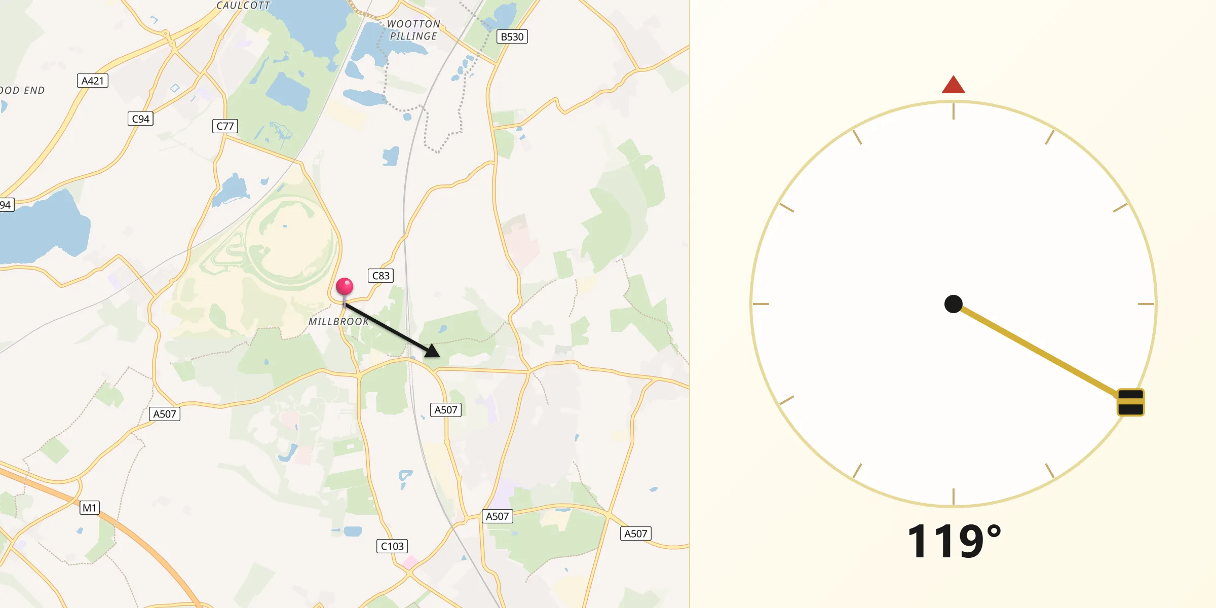 Qibla Direction from Millbrook