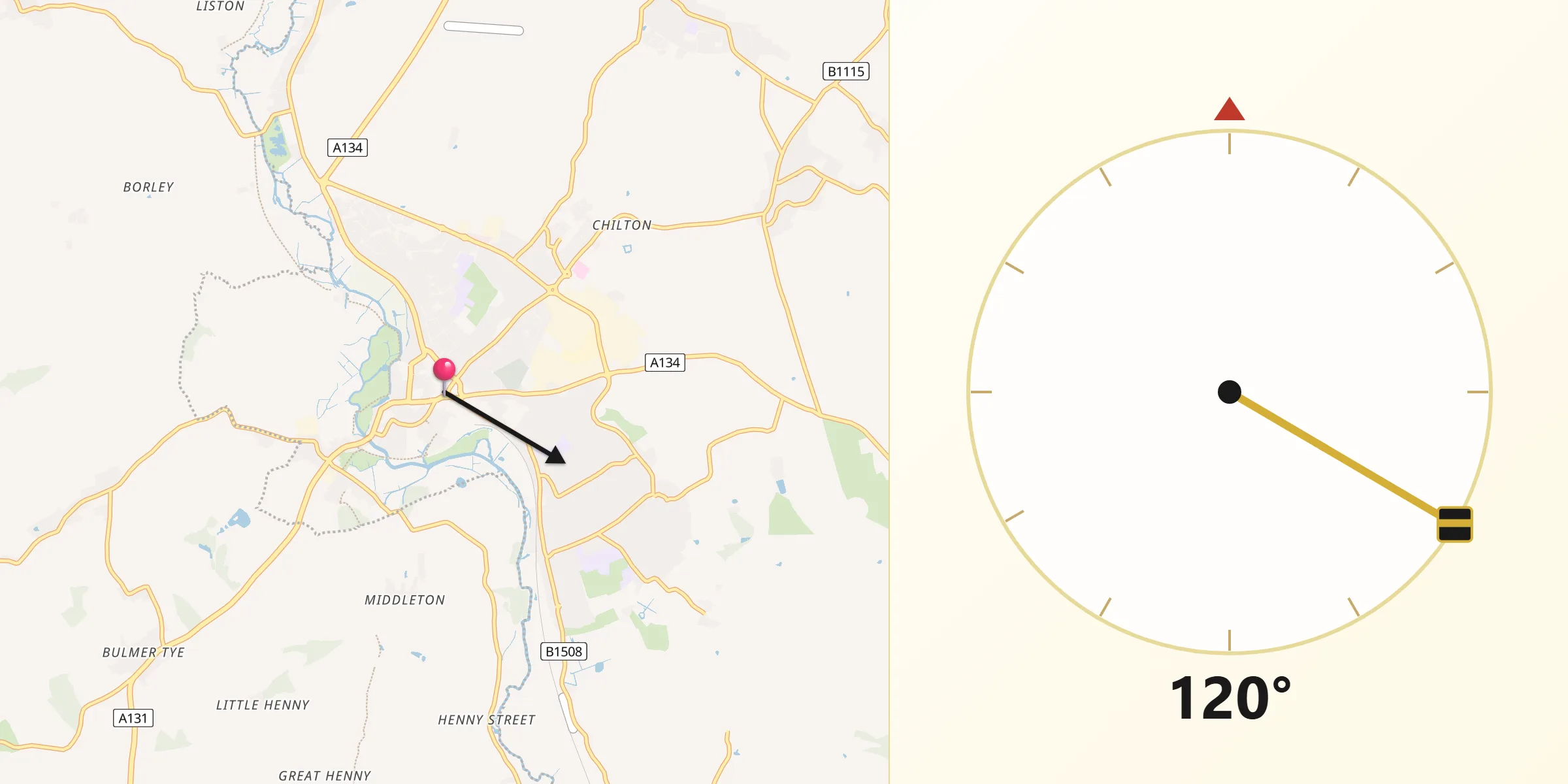 Qibla Direction from Sudbury