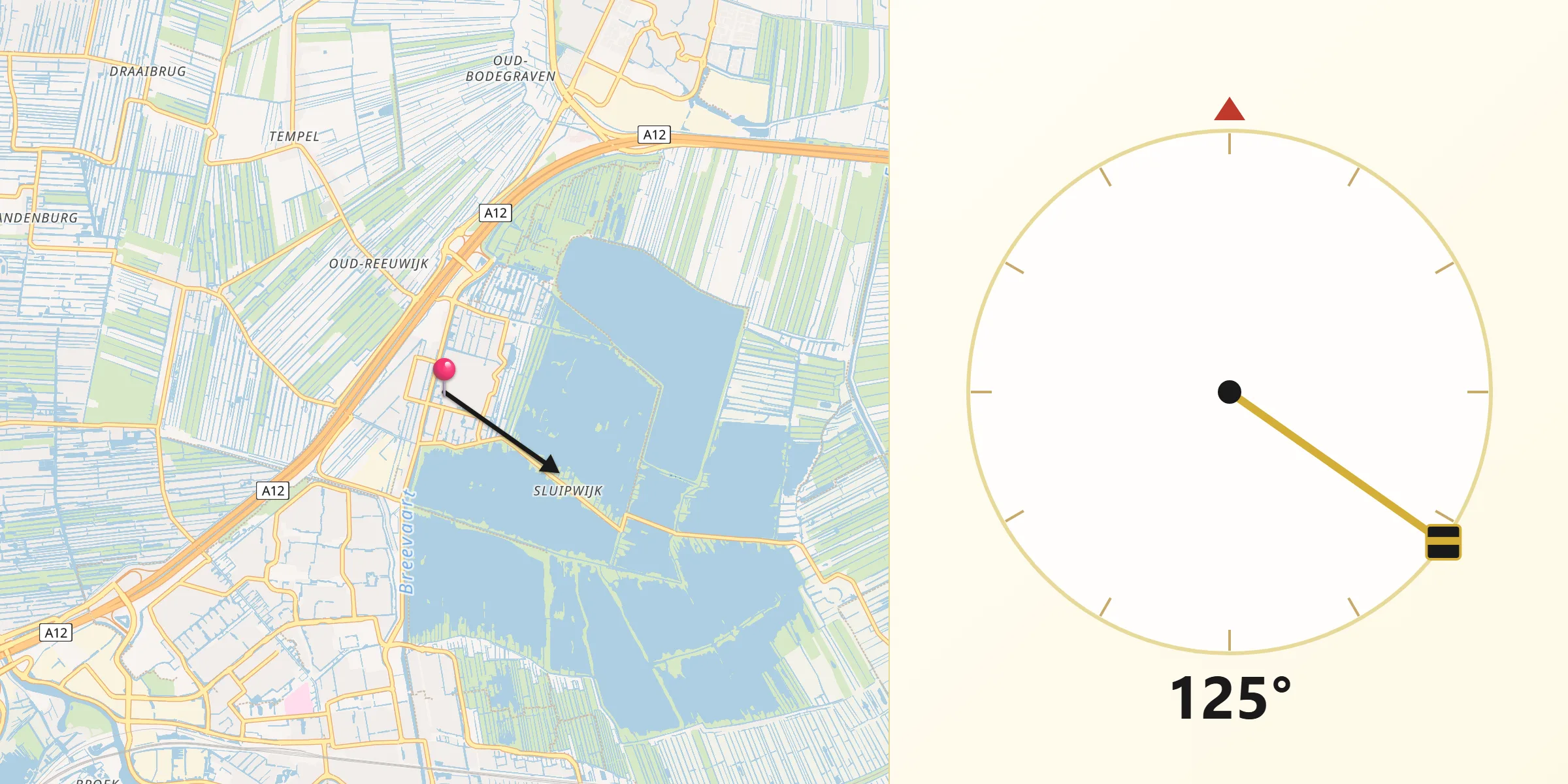 Qibla Richting vanaf Reeuwijk