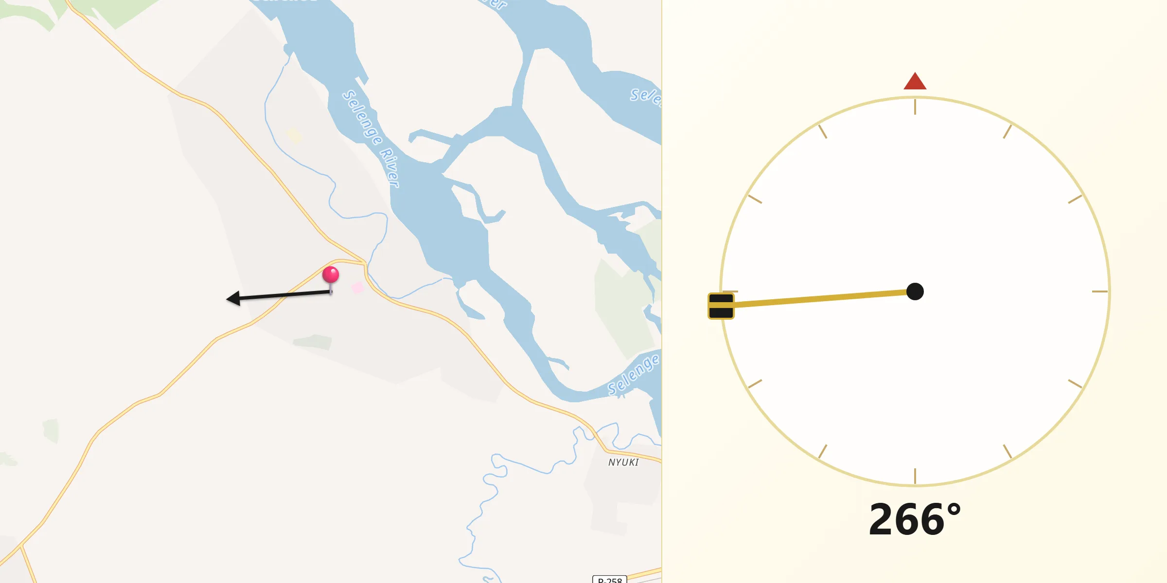 Направление Киблы из Kabansk
