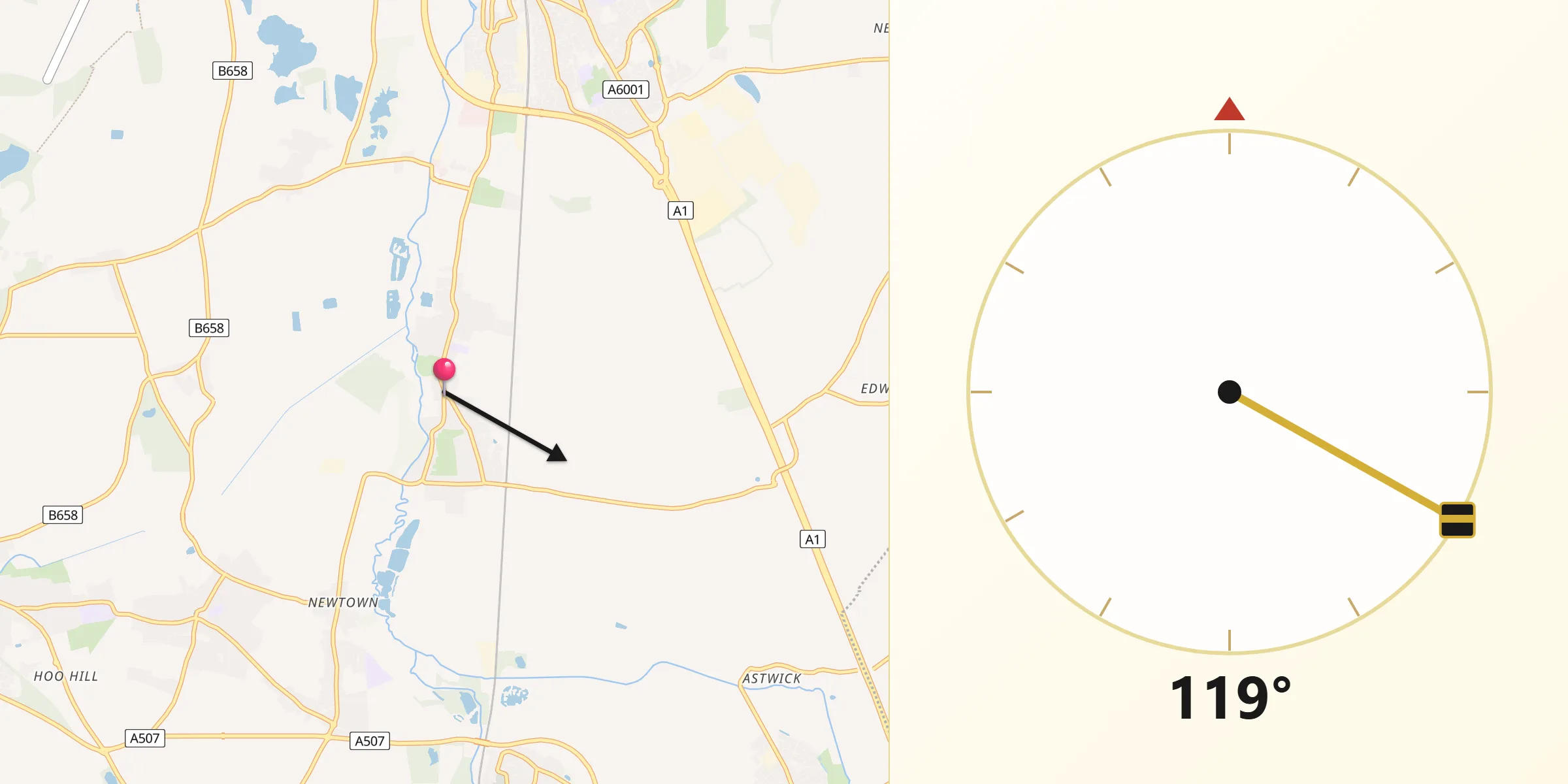 Qibla Direction from Langford