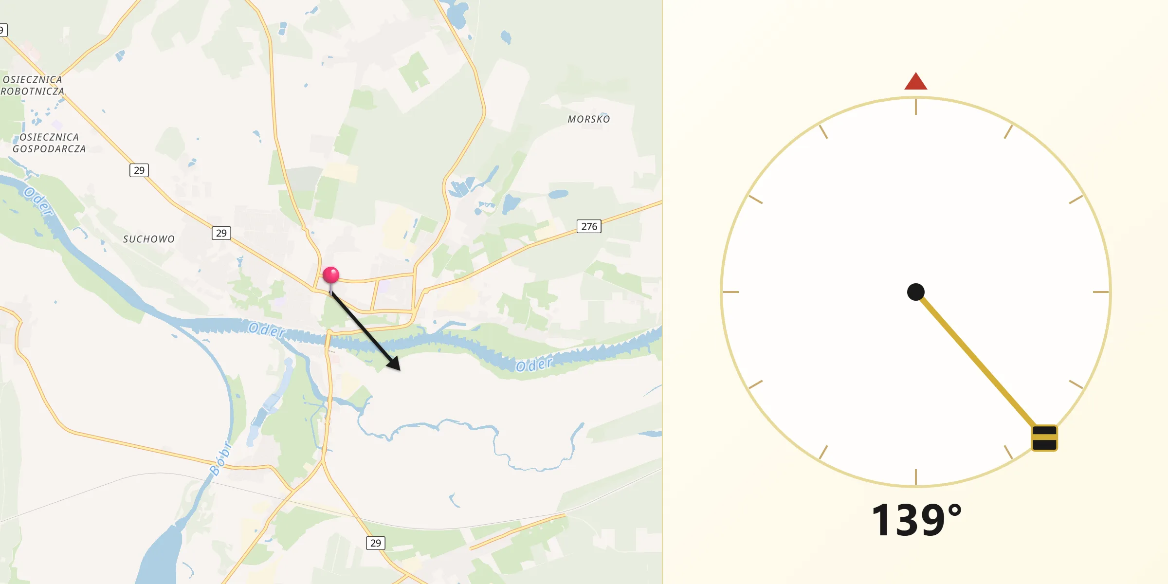 Kierunek Qibla z Krosno Odrzańskie